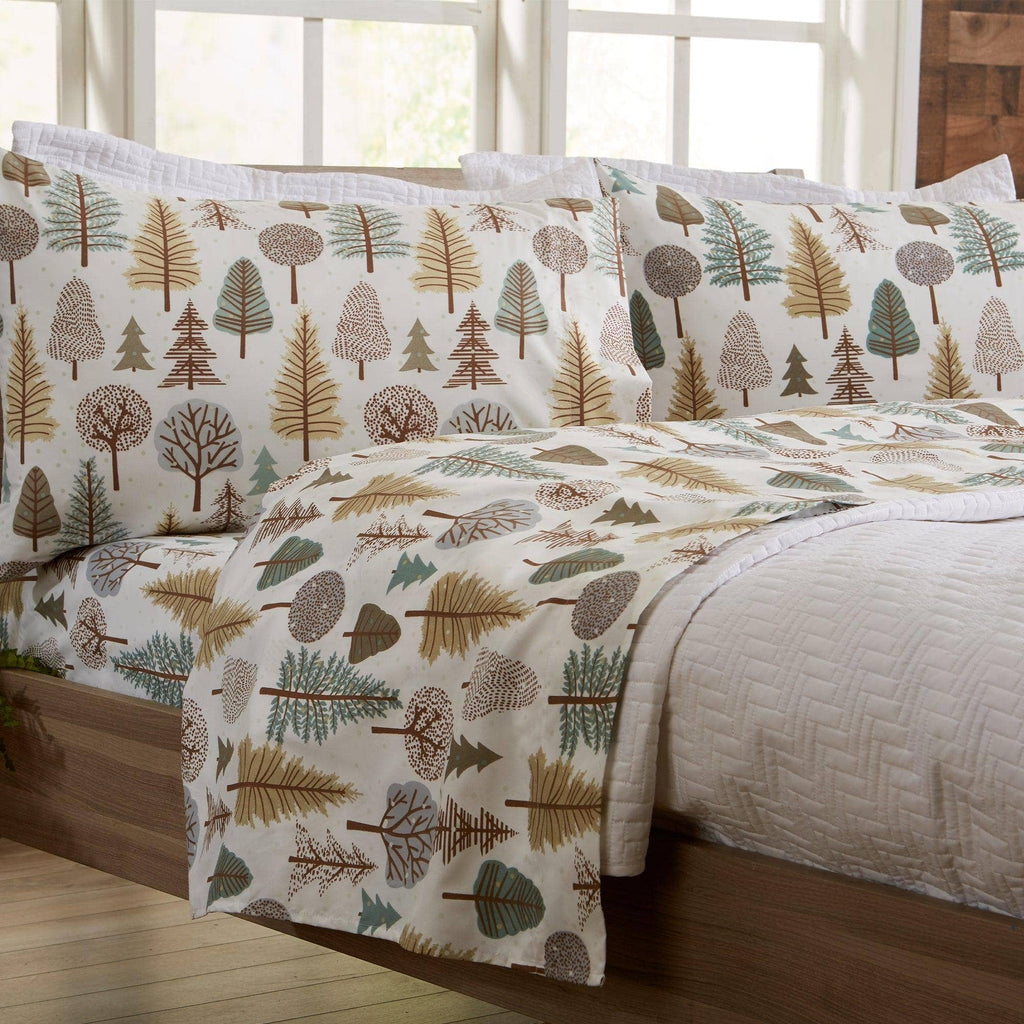 4-Piece Lodge Microfiber Sheet - Mountain Ridge Collection: King / Forest Trail