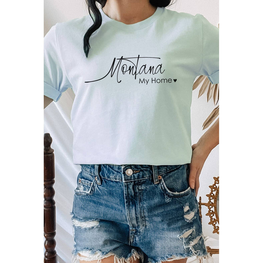 Large Montana My Home Tee Shirt - Ice Blue