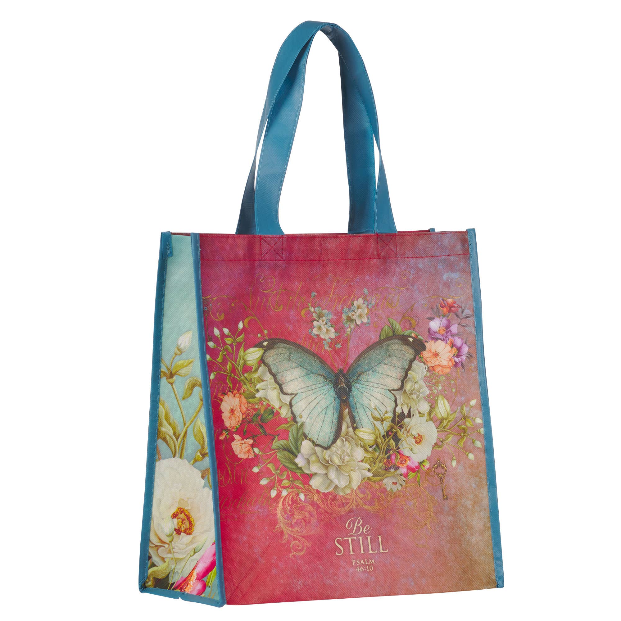 Be Still Pink Butterfly Tote Bag - Psalm 46