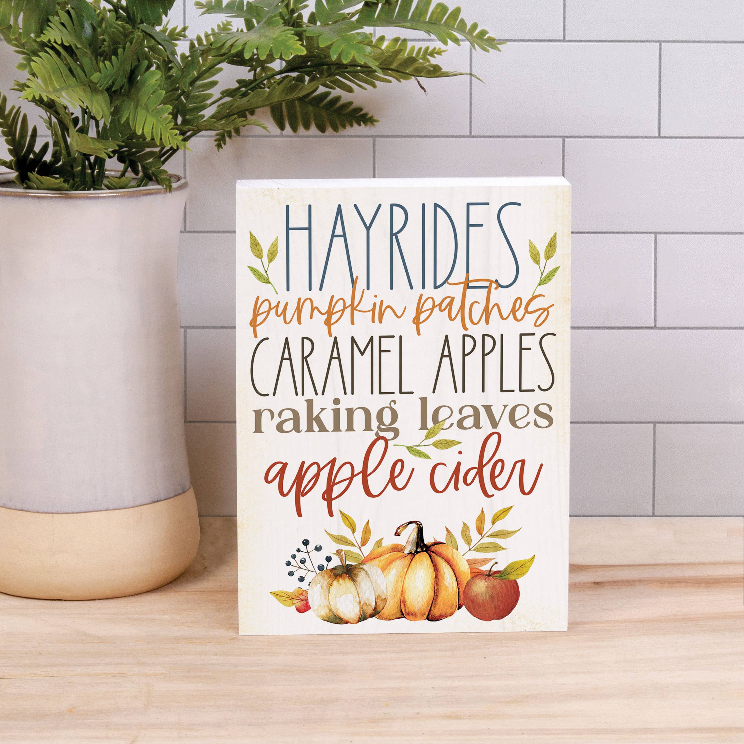 Hayrides, Pumpkin Patches Fall Barnhouse Wood Block Décor