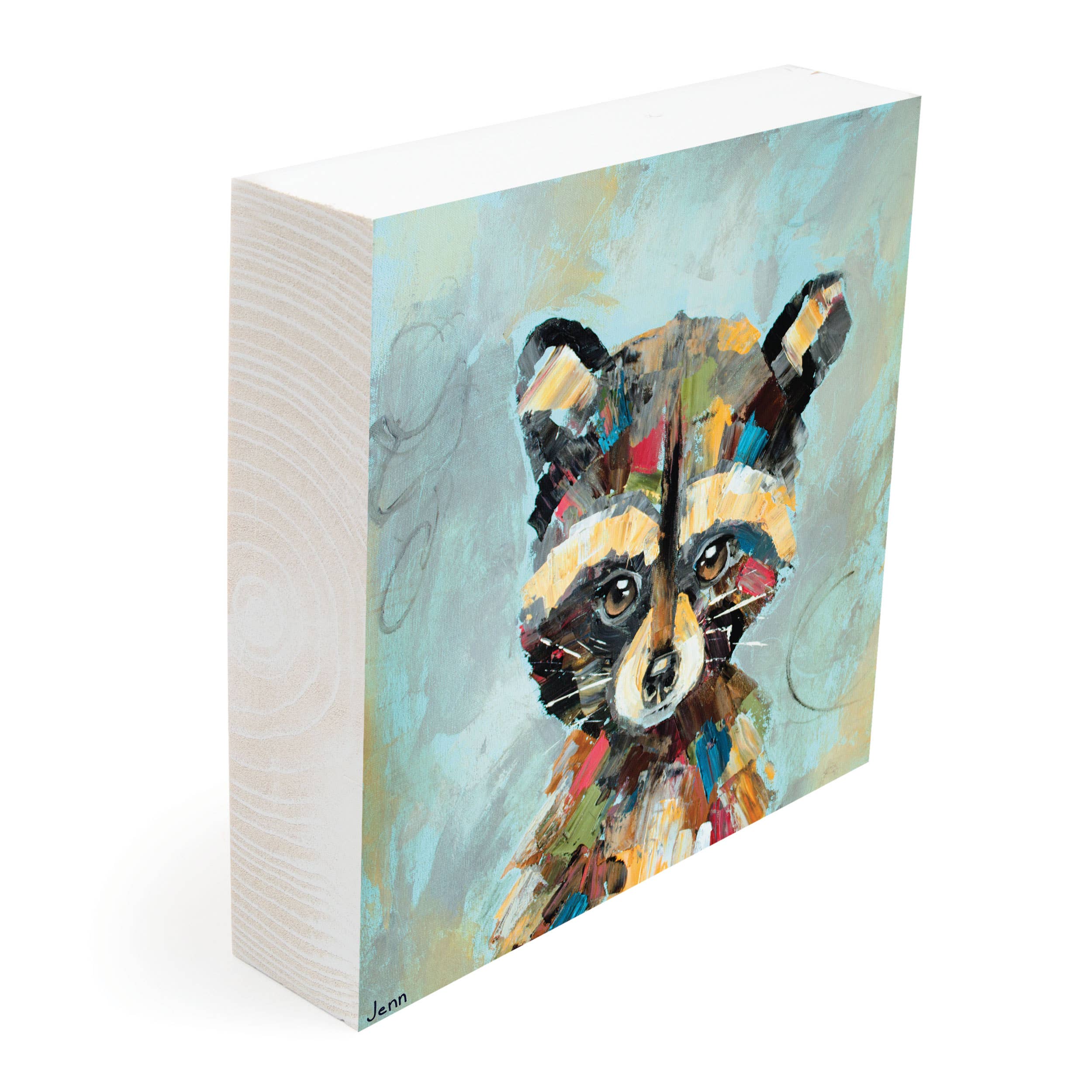 Racoon Wood Block Décor