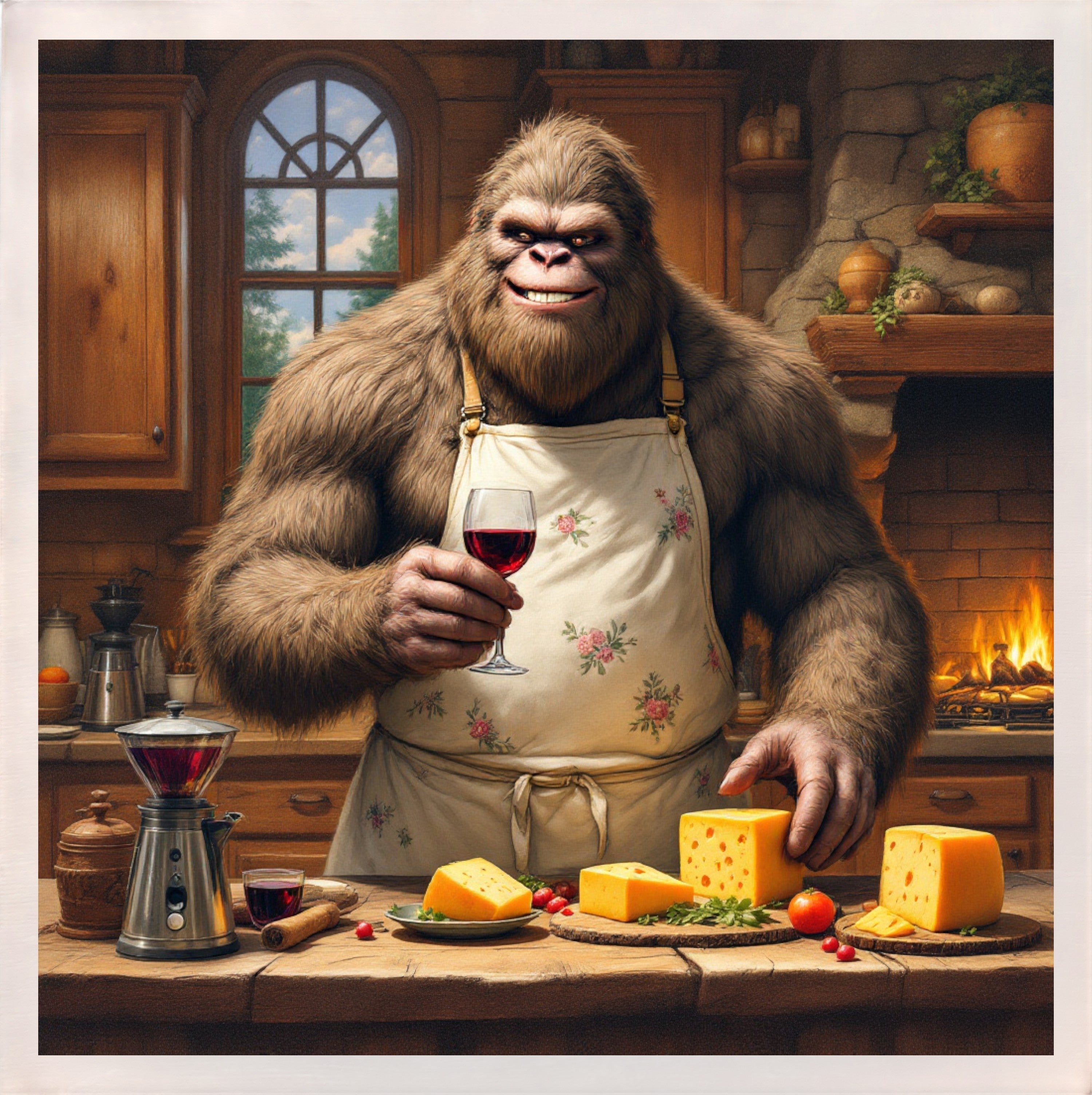 Baking with Bigfoot - Wine & Cheese Magnet
