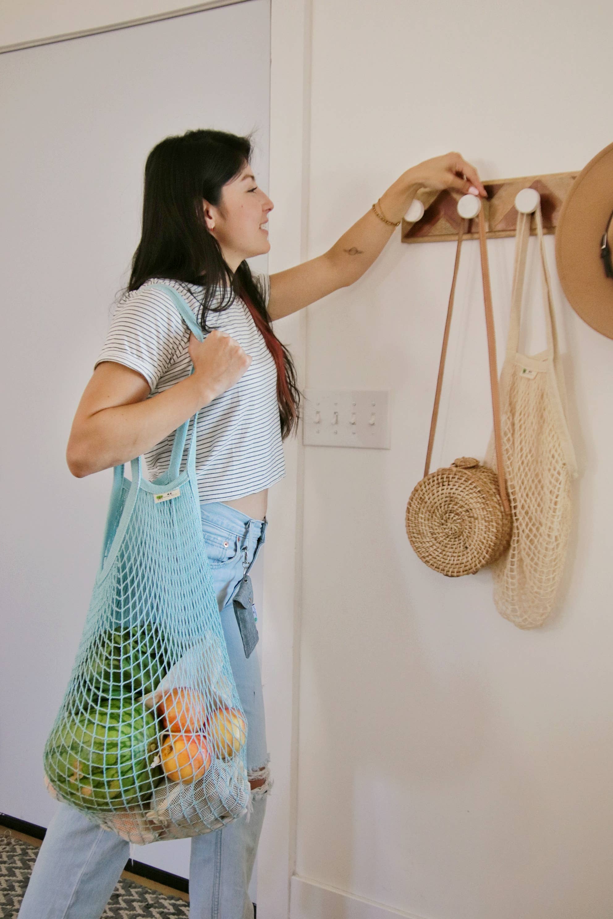 Zero Waste Mesh Market Bag - Tropical Blue