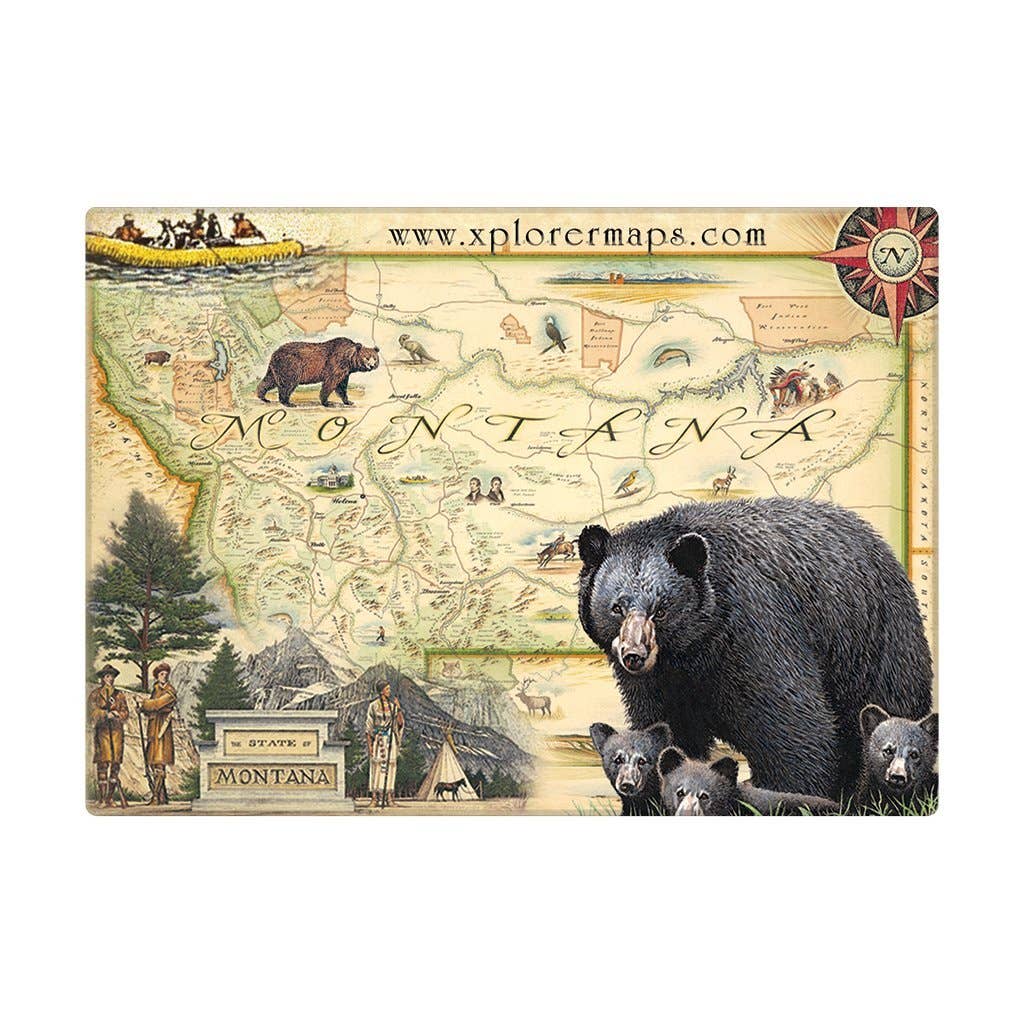Montana State Map Black Bear Magnet