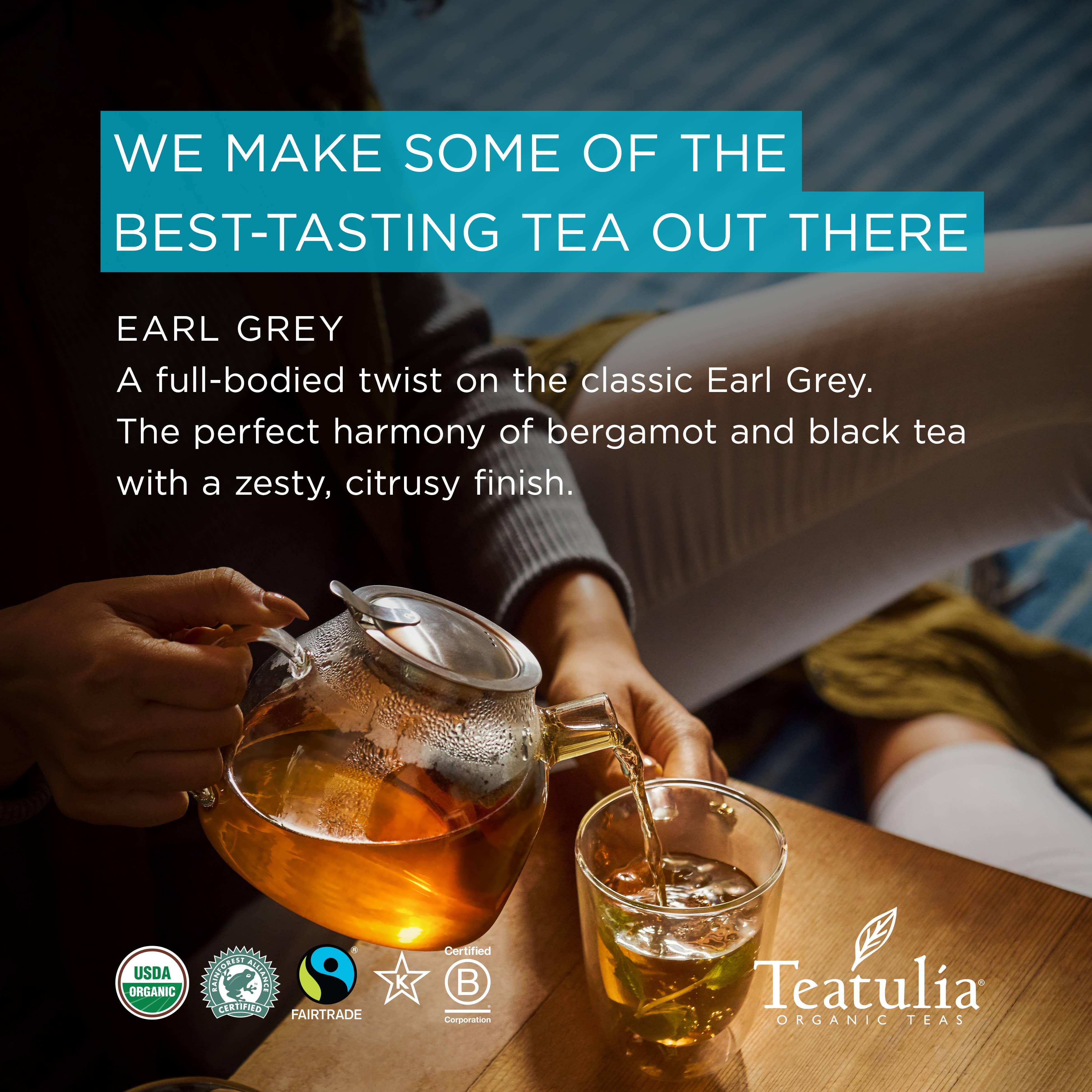 Earl Grey Wrapped Organic Square Tea Bag