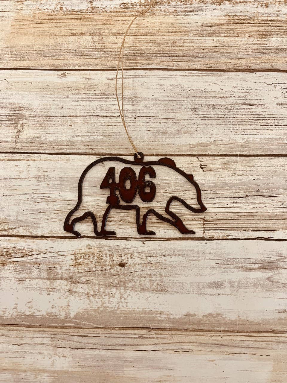 Grizzly Bear Outline Ornament with Montana 406 Area Code