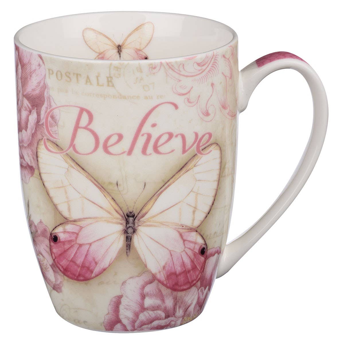 Mug Pink Butterfly Believe Mark 9:23