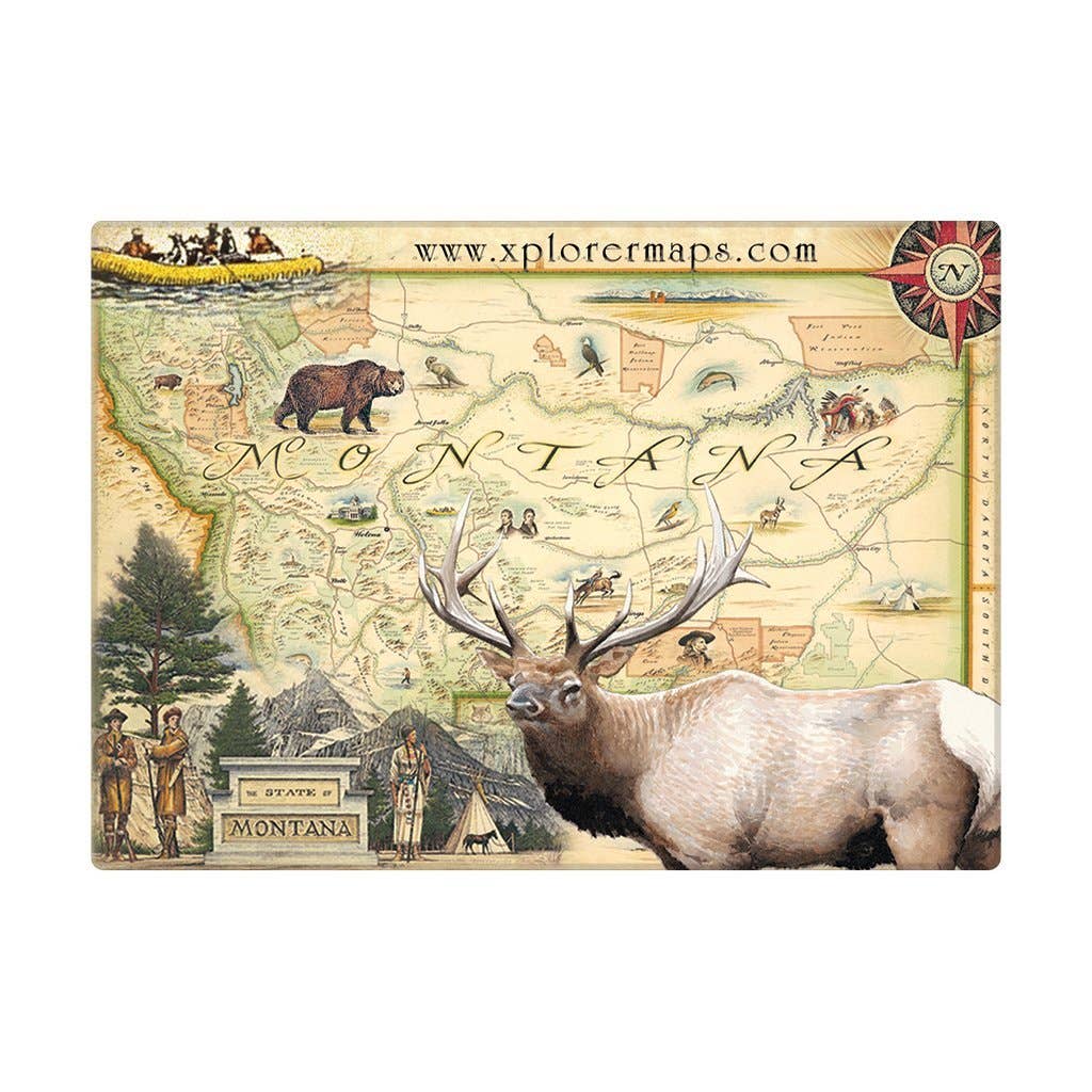 Montana State Map Elk Magnet
