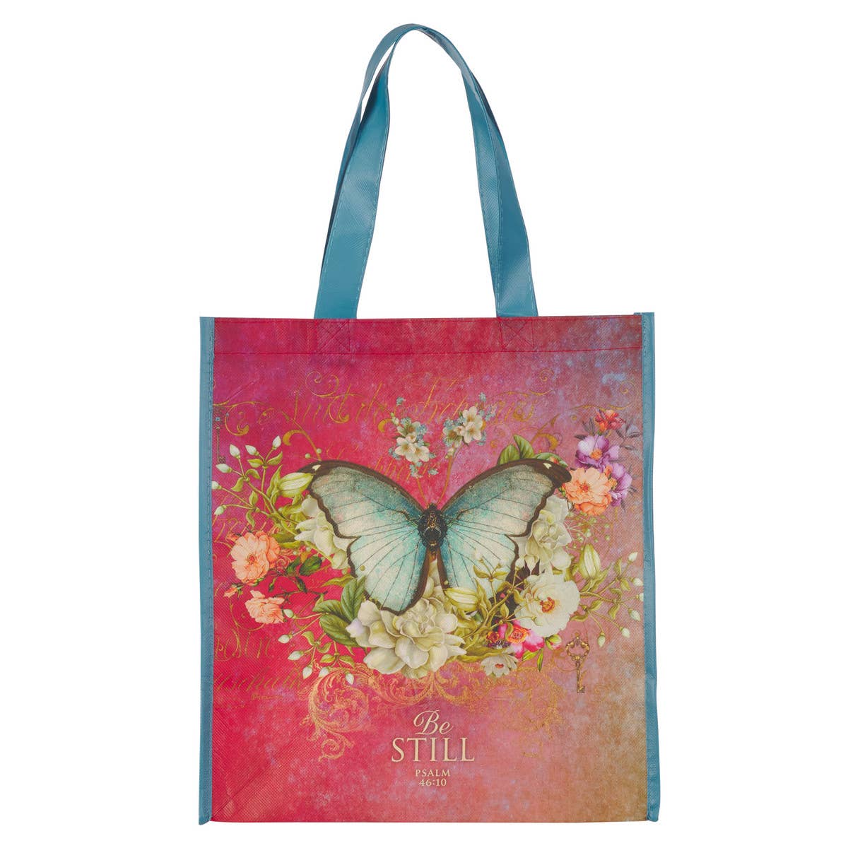 Be Still Pink Butterfly Tote Bag - Psalm 46
