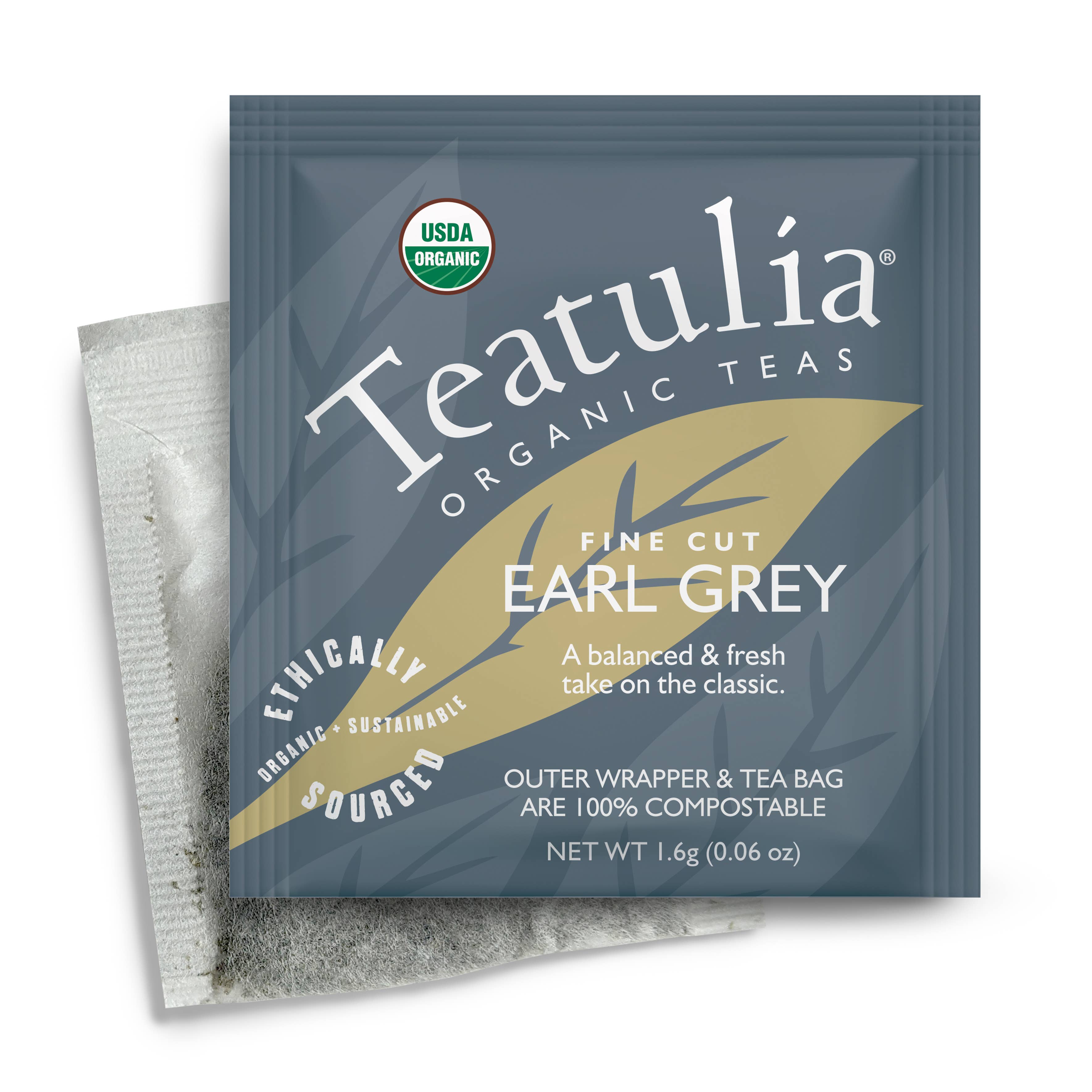 Earl Grey Wrapped Organic Square Tea Bag
