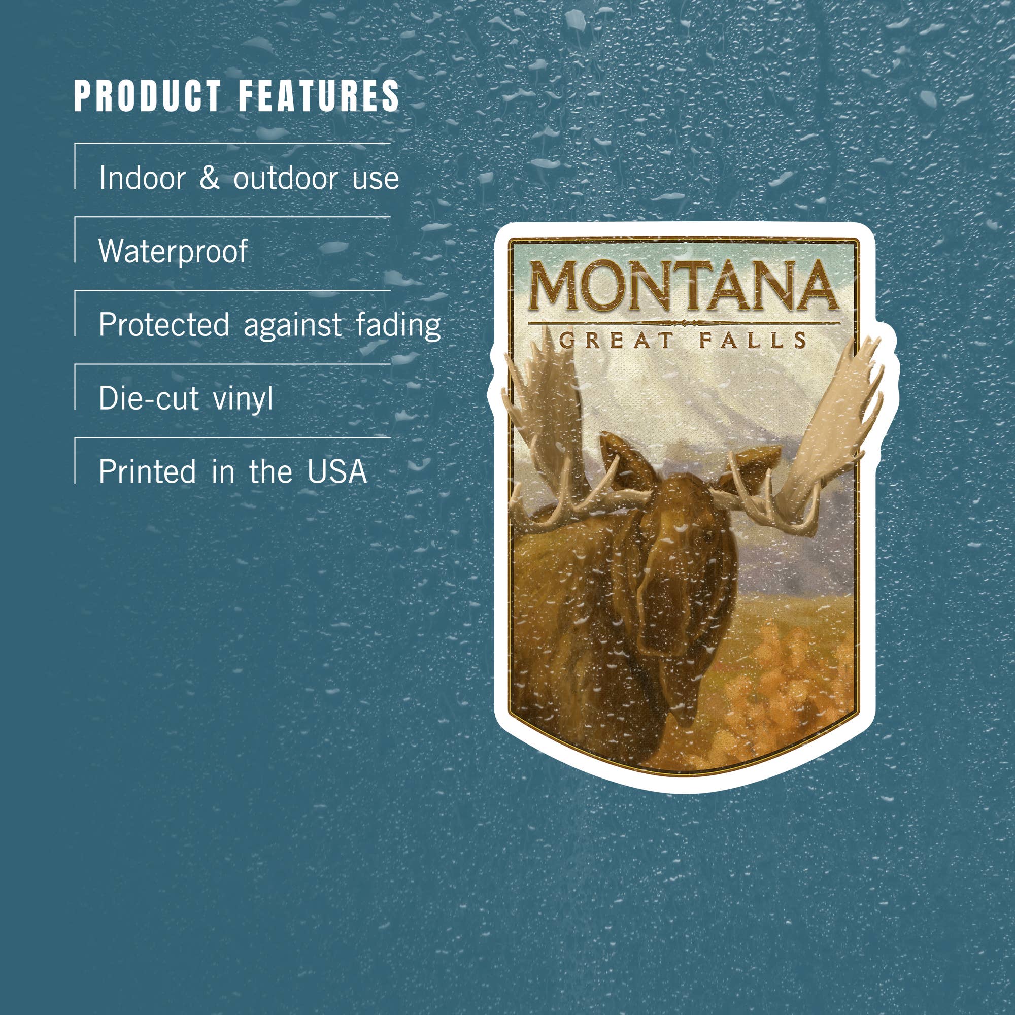 Great Falls, Montana, Moose, Oil Painting Sticker