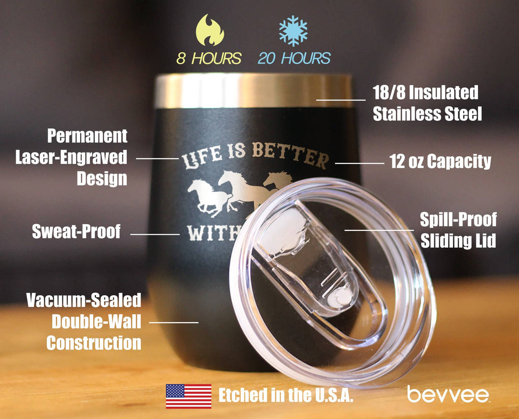 Better with Horses Insulated Wine Tumbler - Black