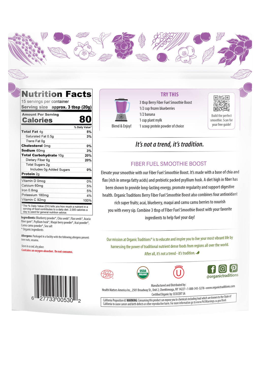 Organic Traditions- Fiber Fuel Smoothie Boost