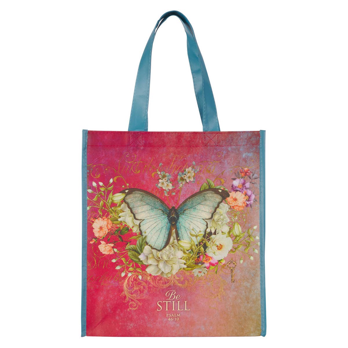Be Still Pink Butterfly Tote Bag - Psalm 46