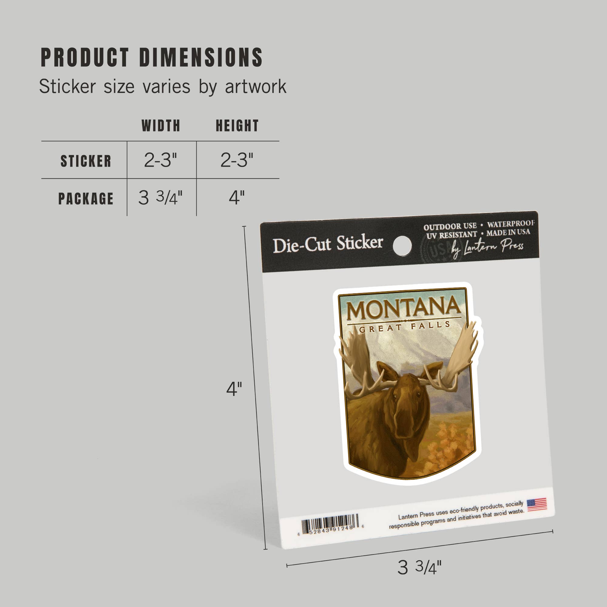 Great Falls, Montana, Moose, Oil Painting Sticker