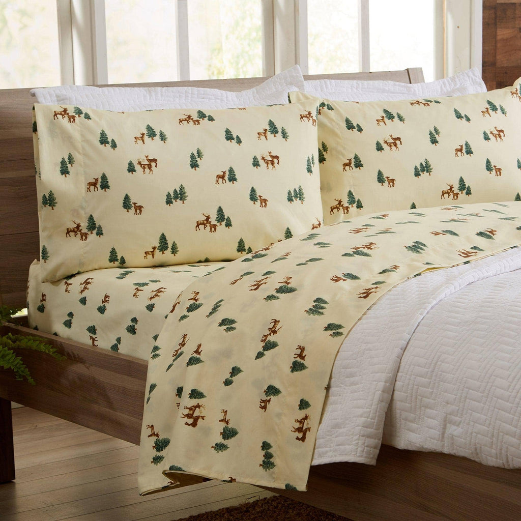 4-Piece Lodge Microfiber Sheet - Mountain Ridge Collection: King / Forest Trail