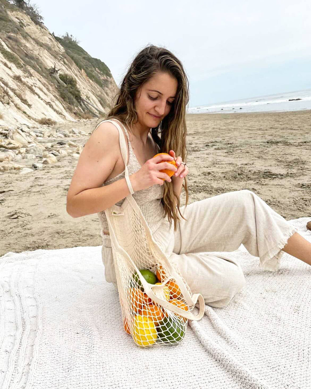 Large Zero Waste Mesh Market Bag - Sage Green