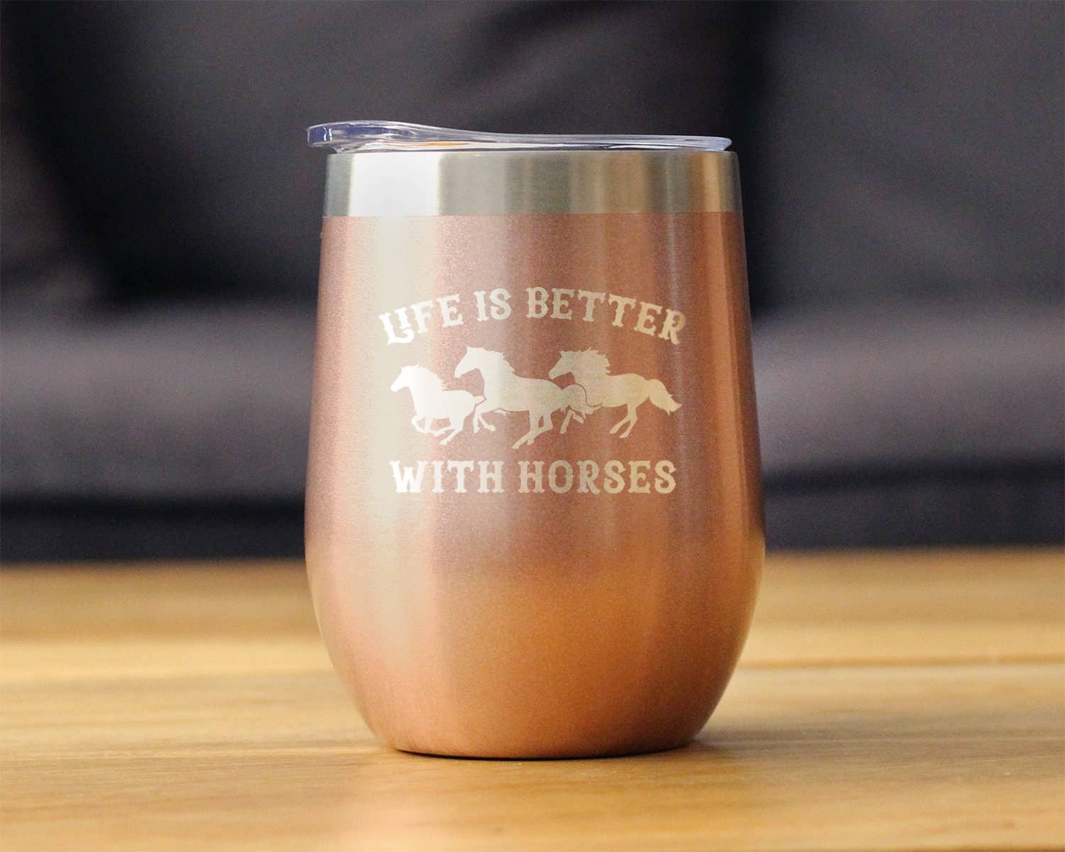 Better with Horses Insulated Wine Tumbler - Rose Gold