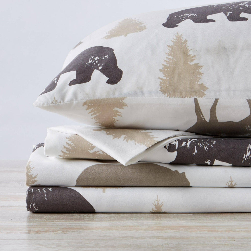 4-Piece Lodge Microfiber Sheet - Mountain Ridge Collection: King / Forest Trail