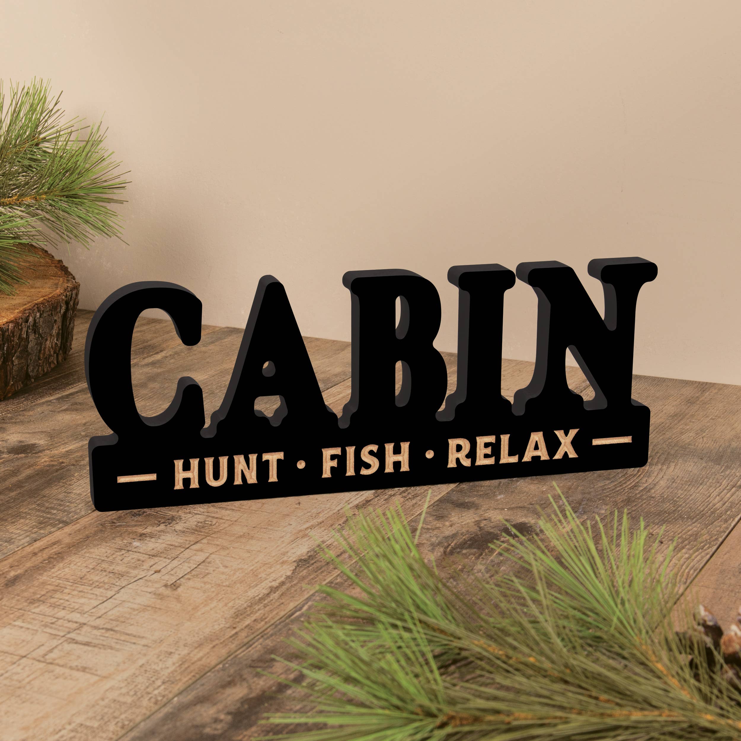 Cabin Hunt Fish Relax Word Décor