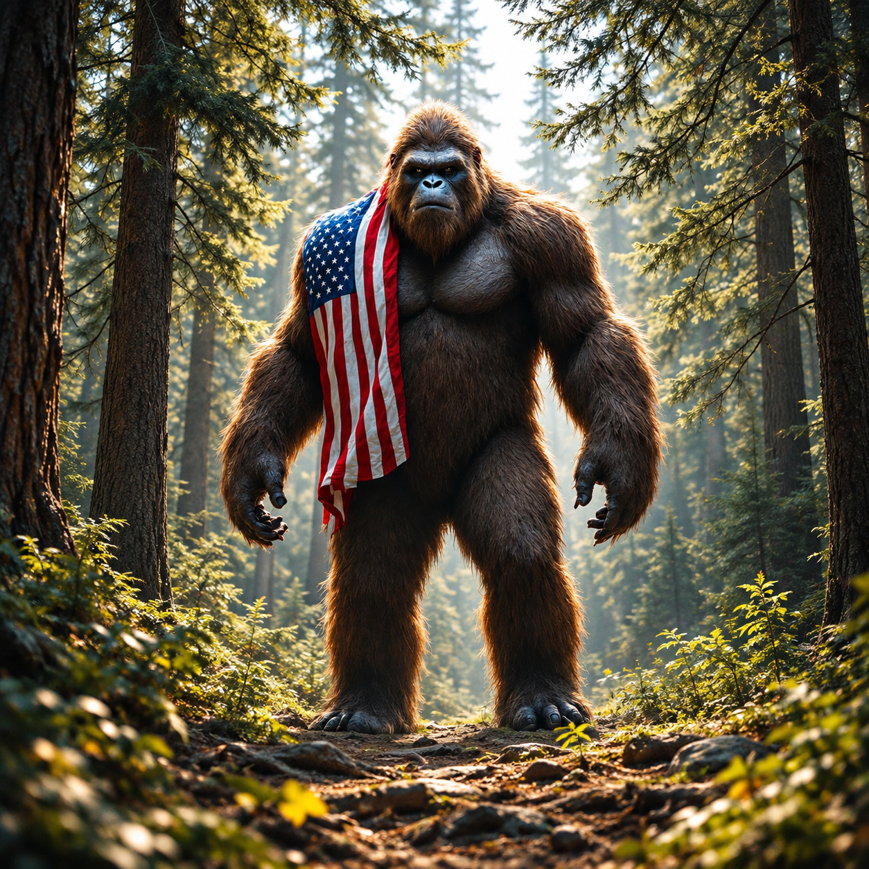 Patriotic Bigfoot Solid Slate Coaster