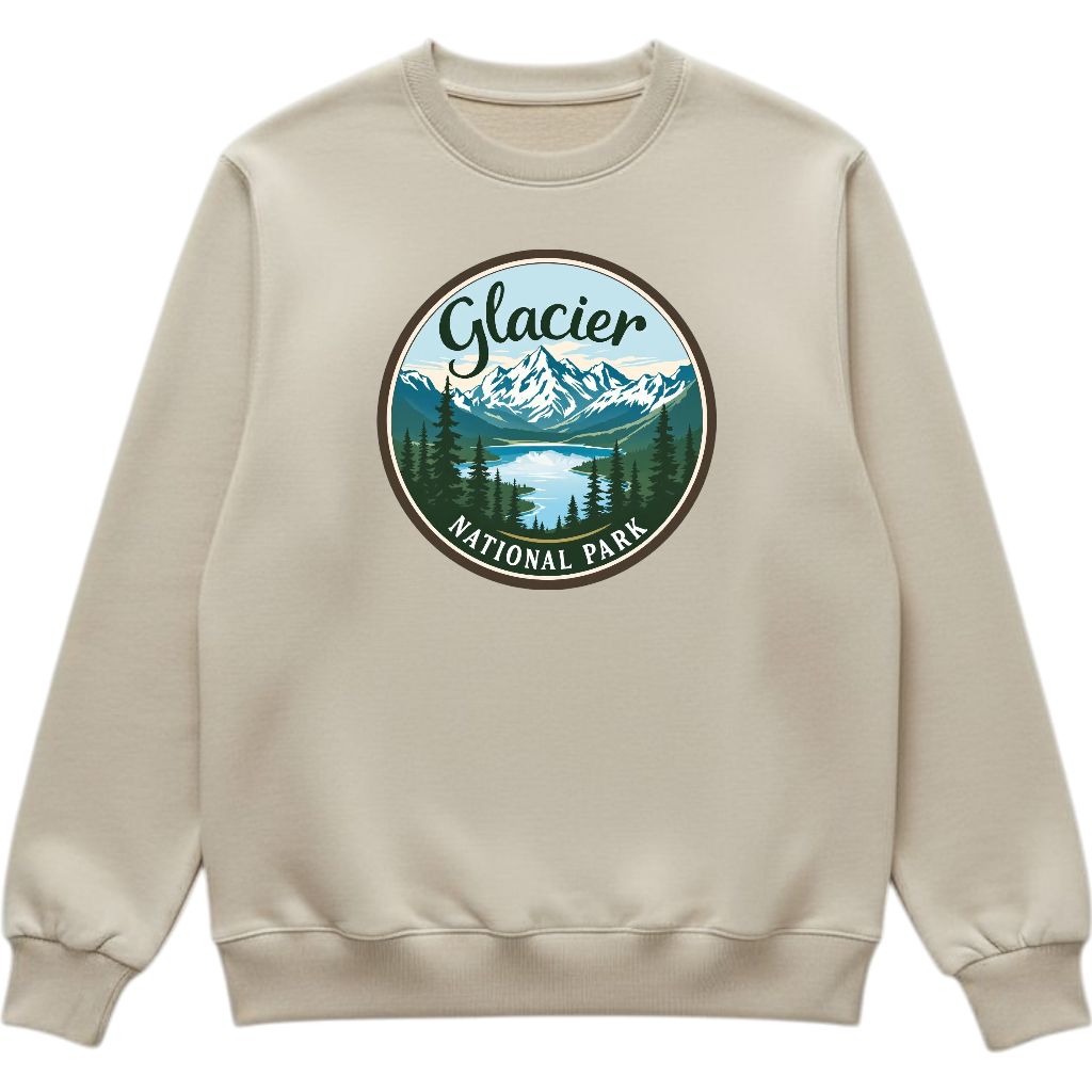 Glacier National Park - Tan crewneck Sweatshirt