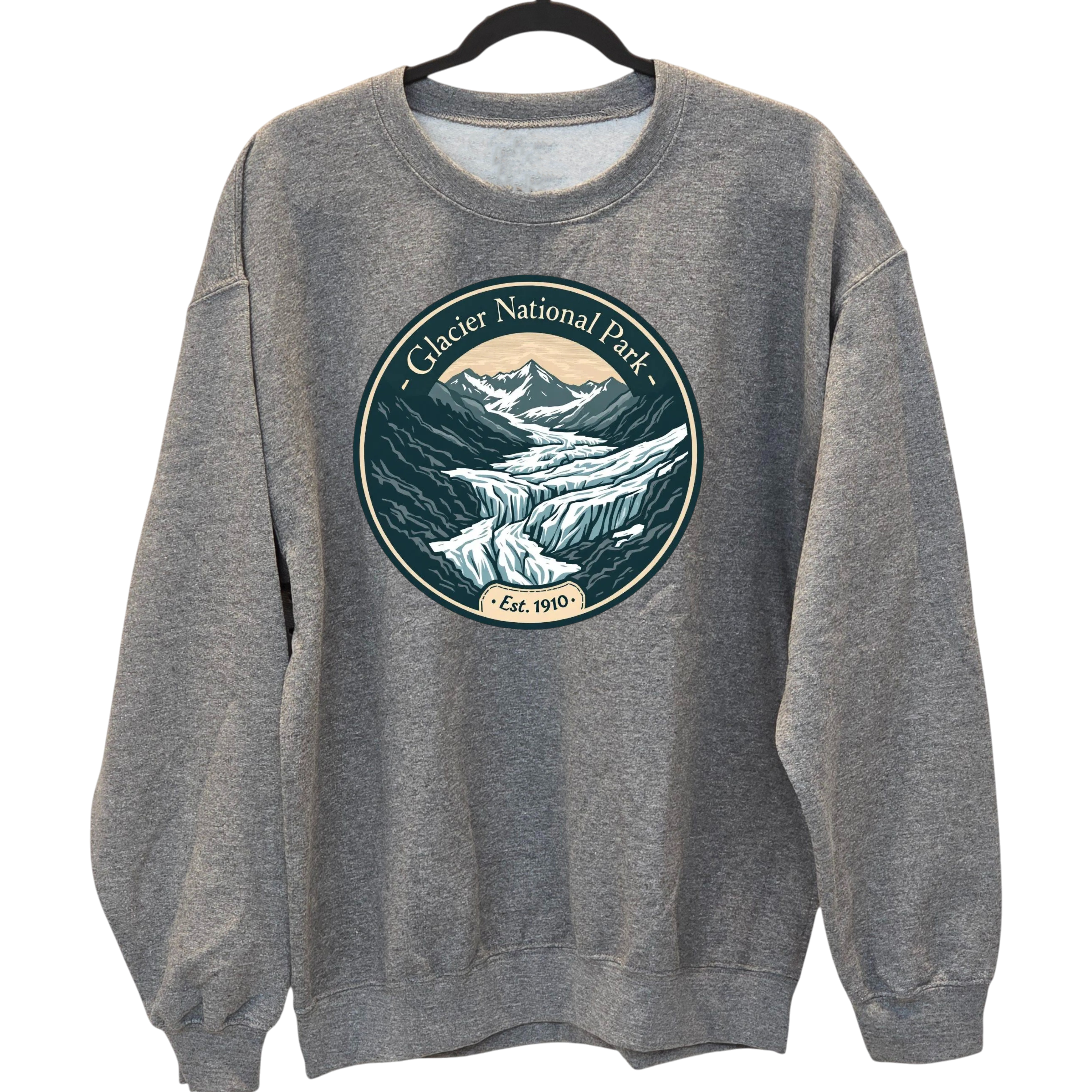 Glacier National Park - Gray crewneck Sweatshirt