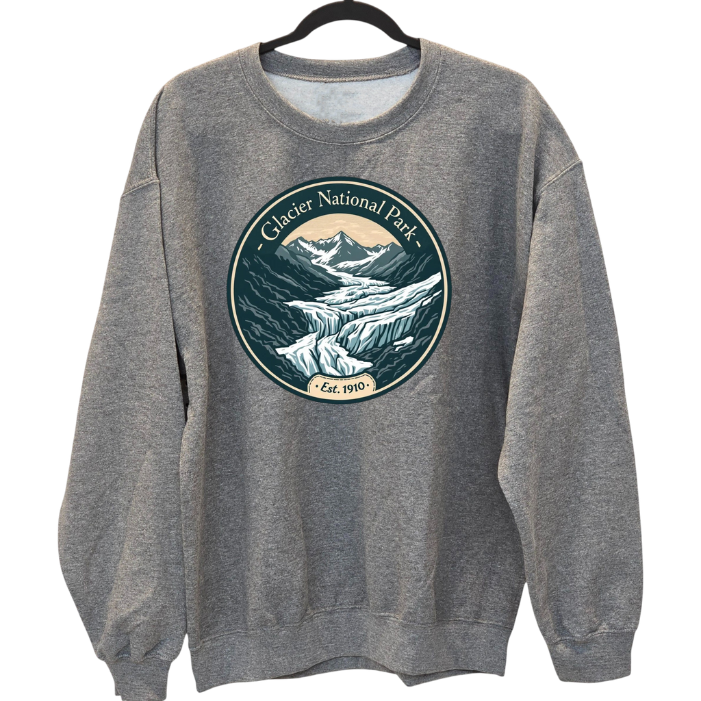 Glacier National Park - Gray crewneck Sweatshirt