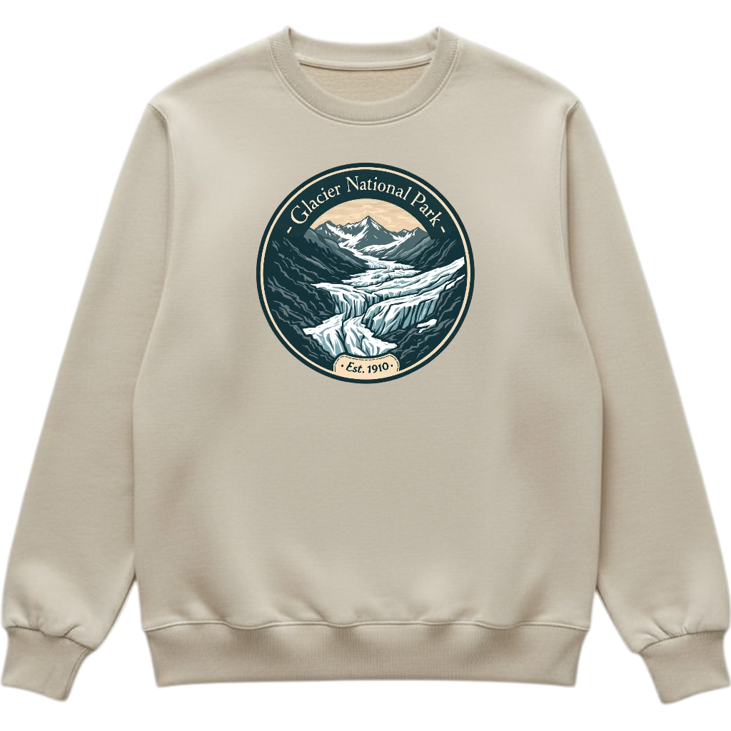 Glacier National Park - Tan crewneck Sweatshirt