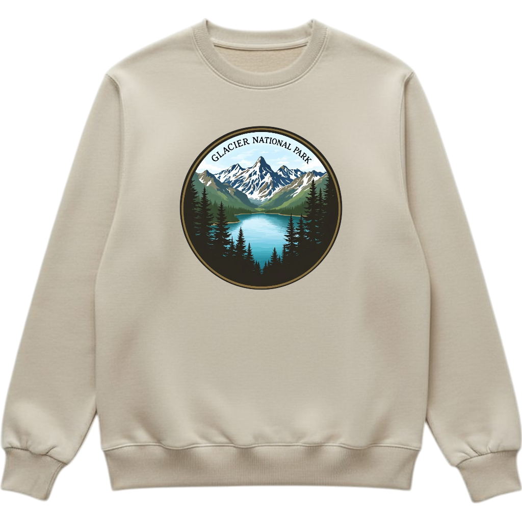Glacier National Park - Tan crewneck Sweatshirt