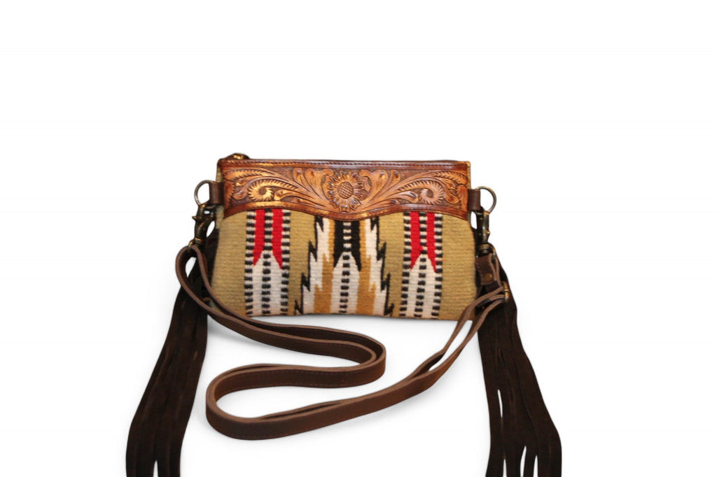 Montana Twist Genuine Leather Handwoven Crossbody Bag w/ Side Fringe