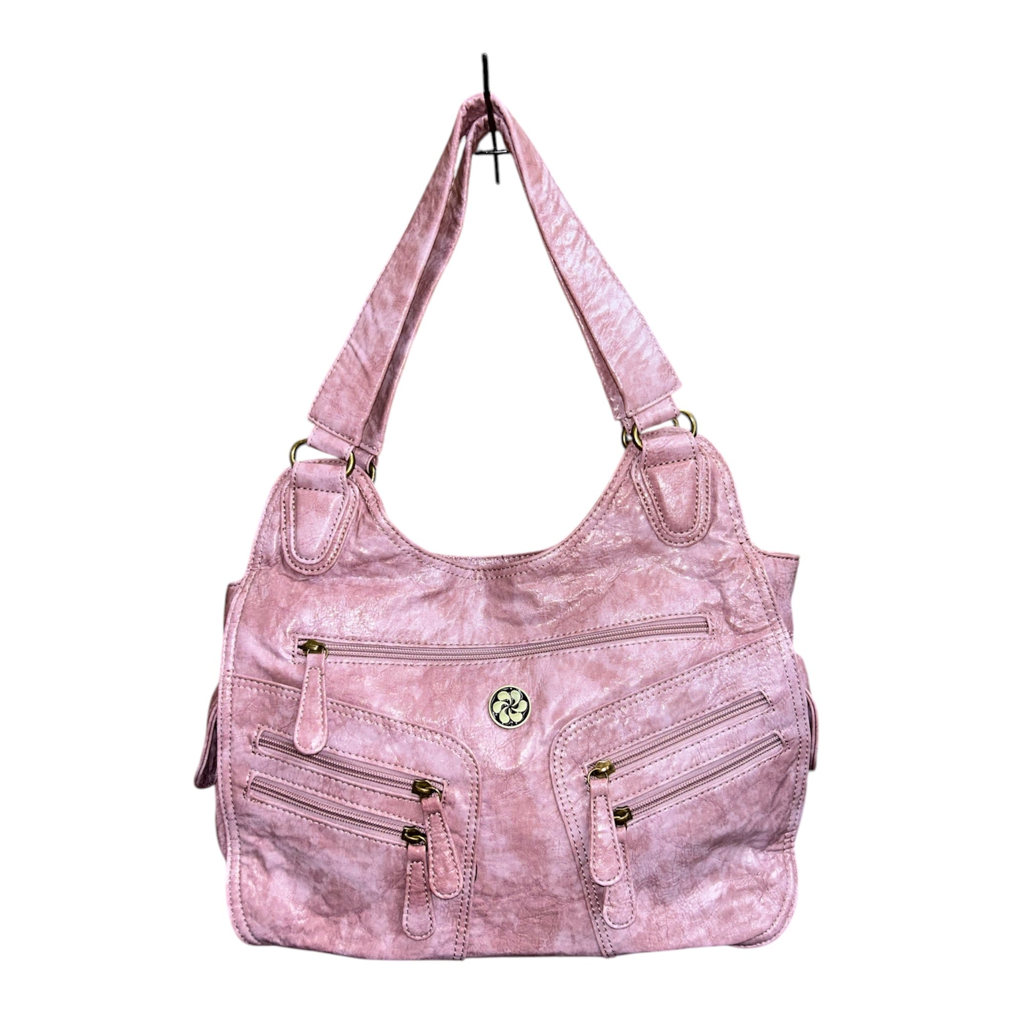 Washed PU Leather Handbag - Rose