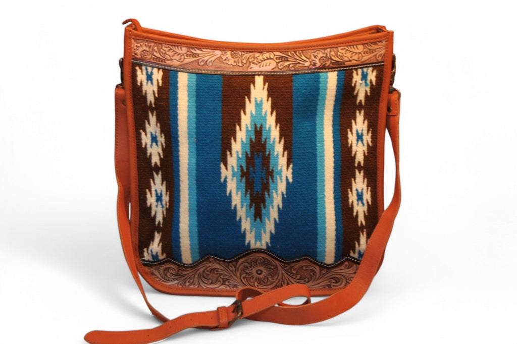 Montana Twist Genuine Leather Handwoven Handbag - Blue