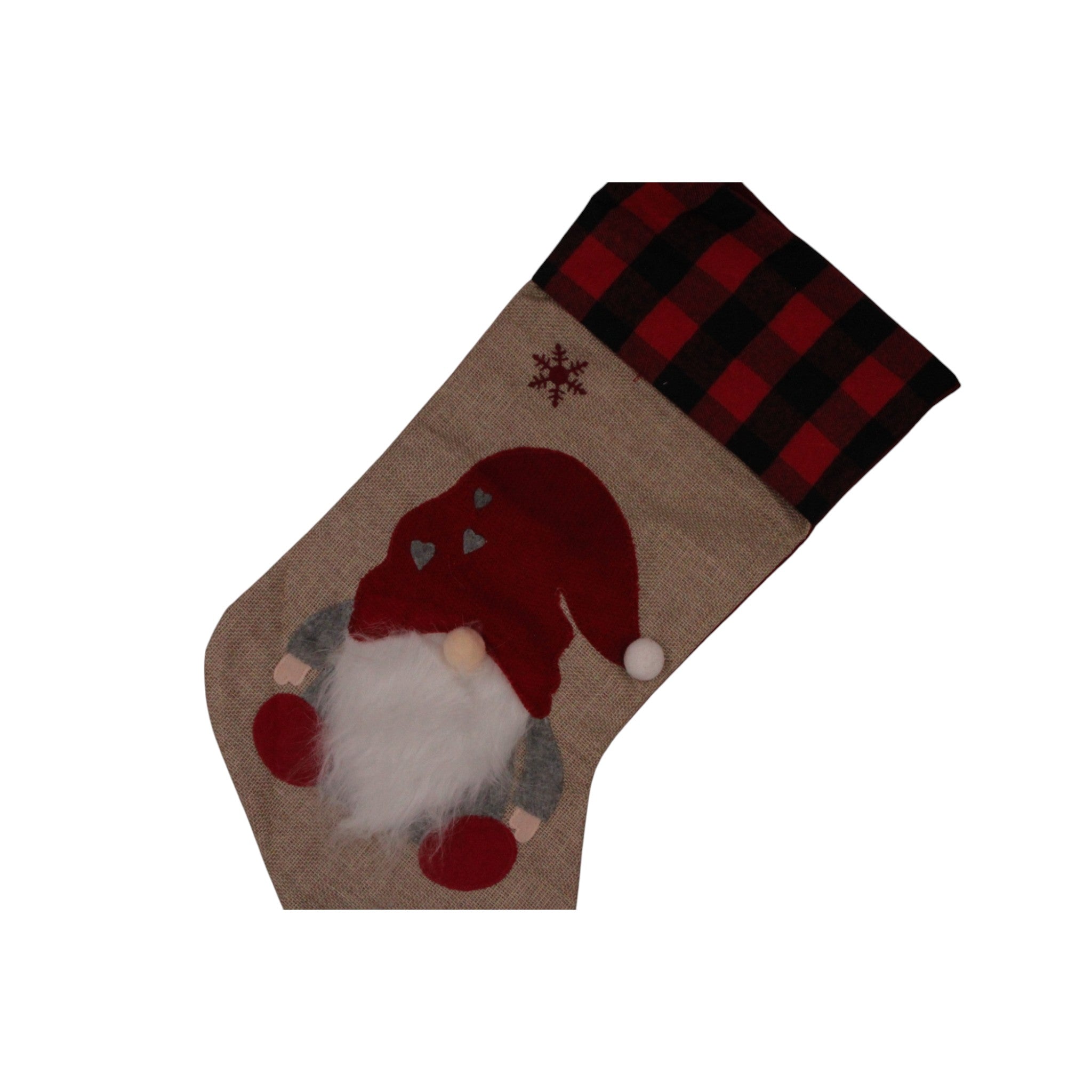 Plaid and Tan Holiday Gnome Stocking