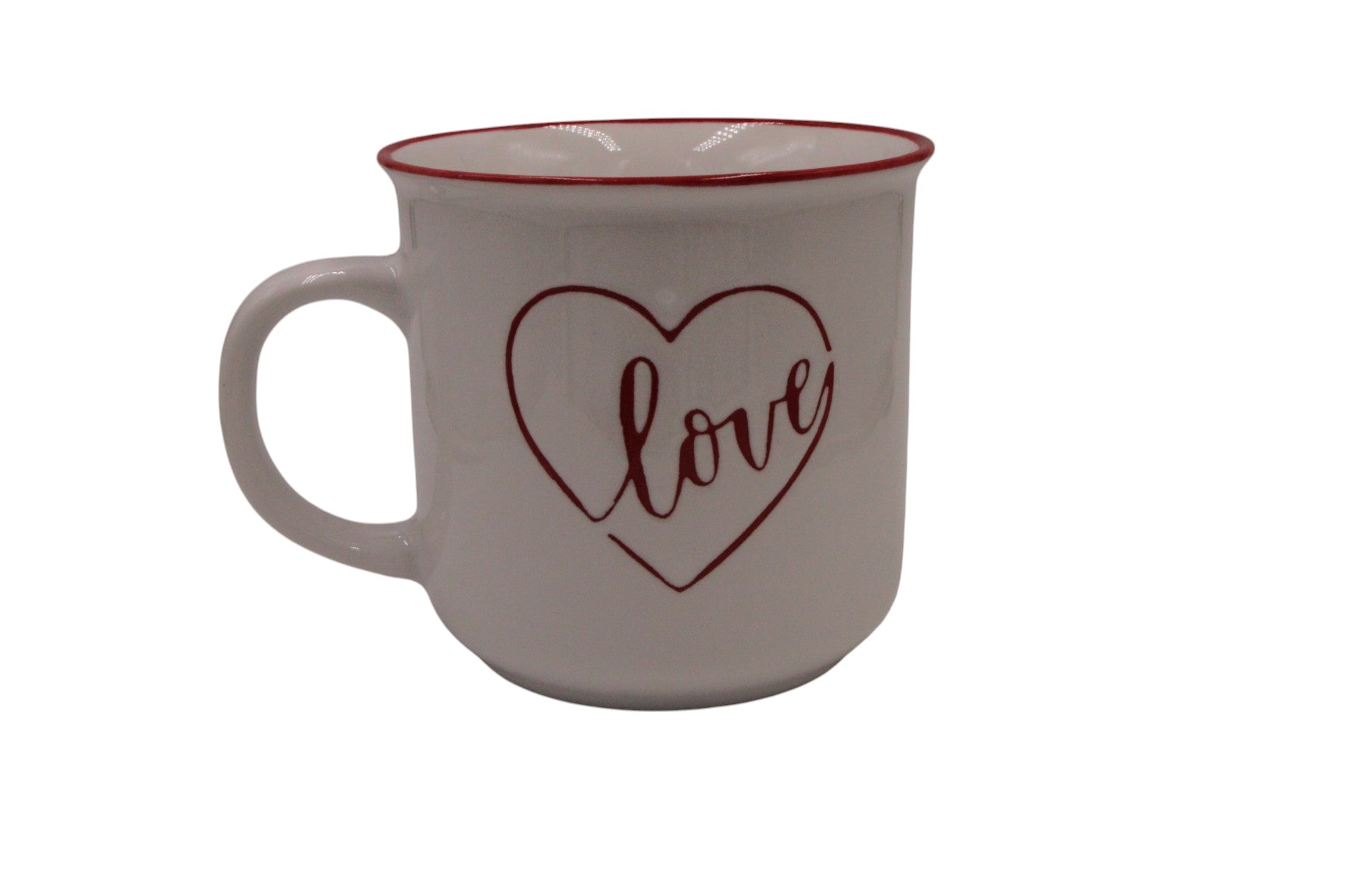 Red and White Heart Love Message Inside Porcelain Mug