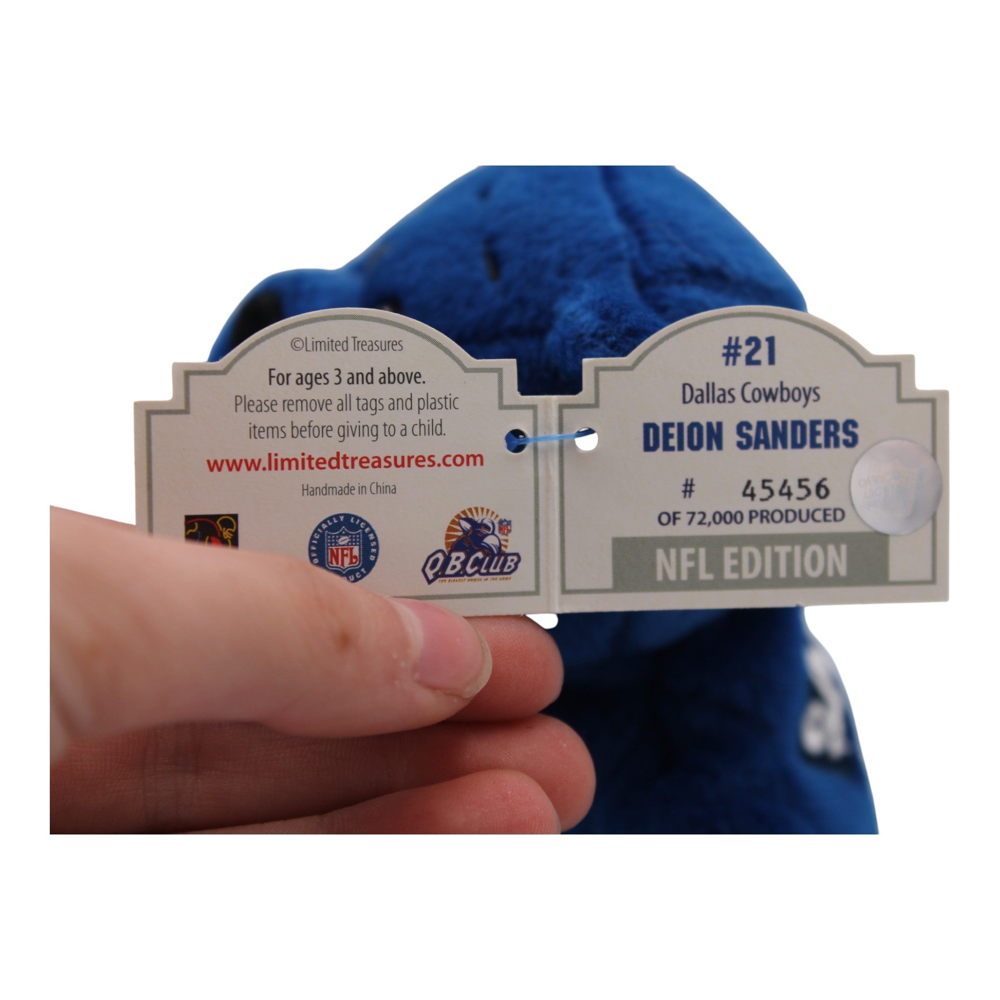 Limited Edition Deion Sanders Plush Bear, number 45456 of 72000