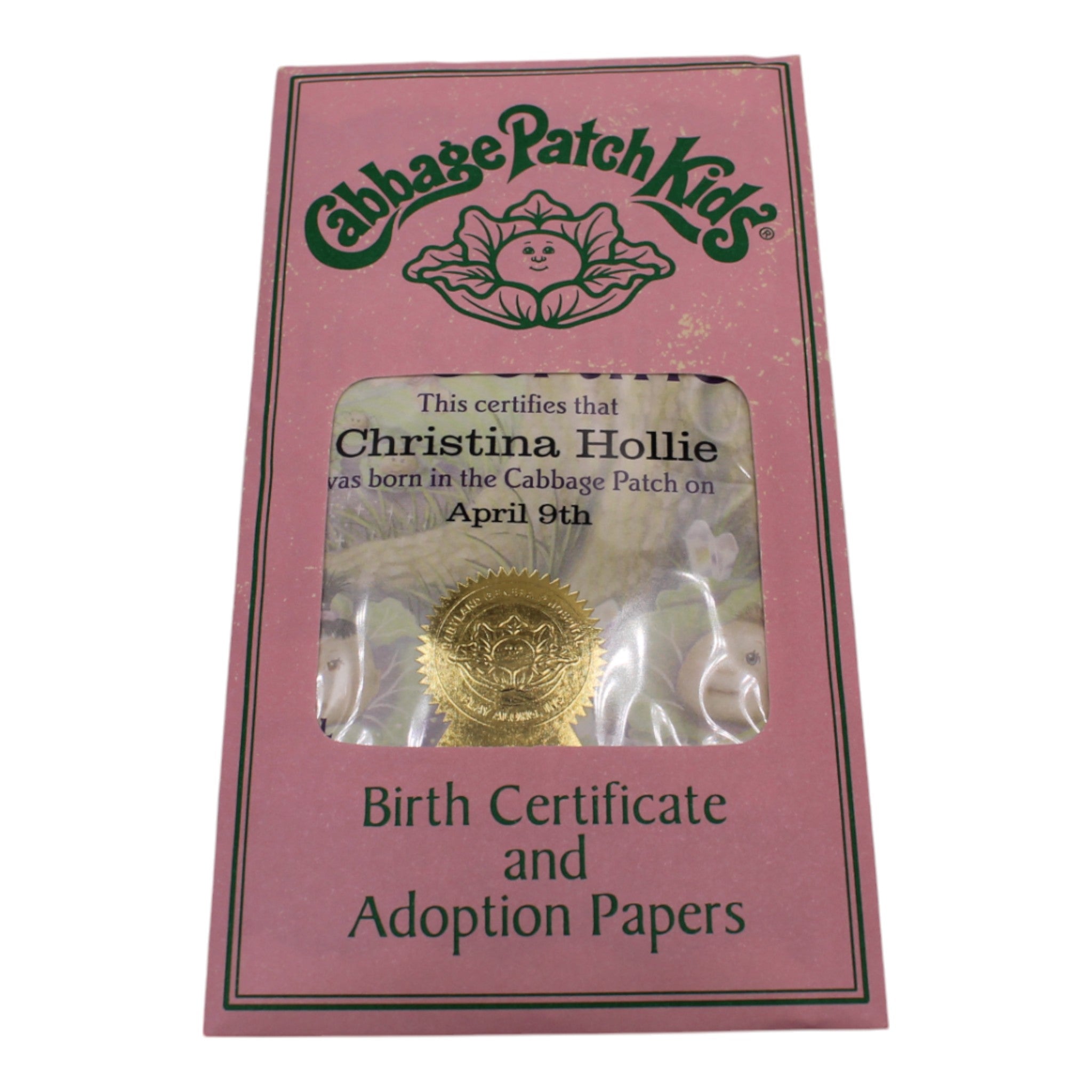 Christina Hollie, Cabbage Patch Kid, Born in the patch on April 9th