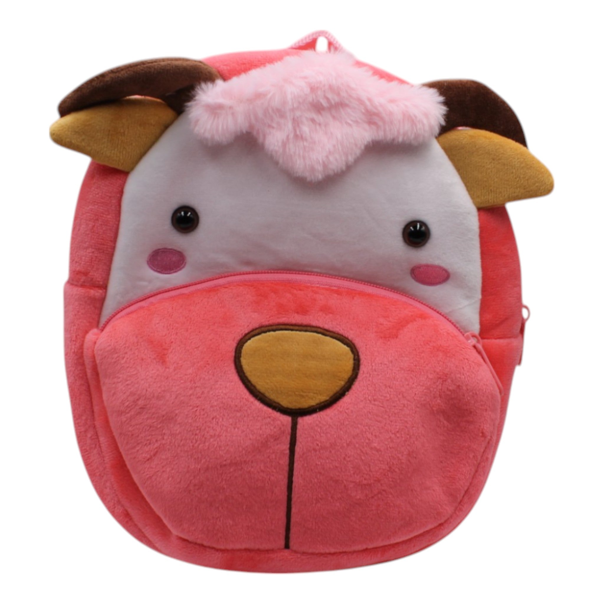 Kids Plush Animal Backpack - Pink Cow