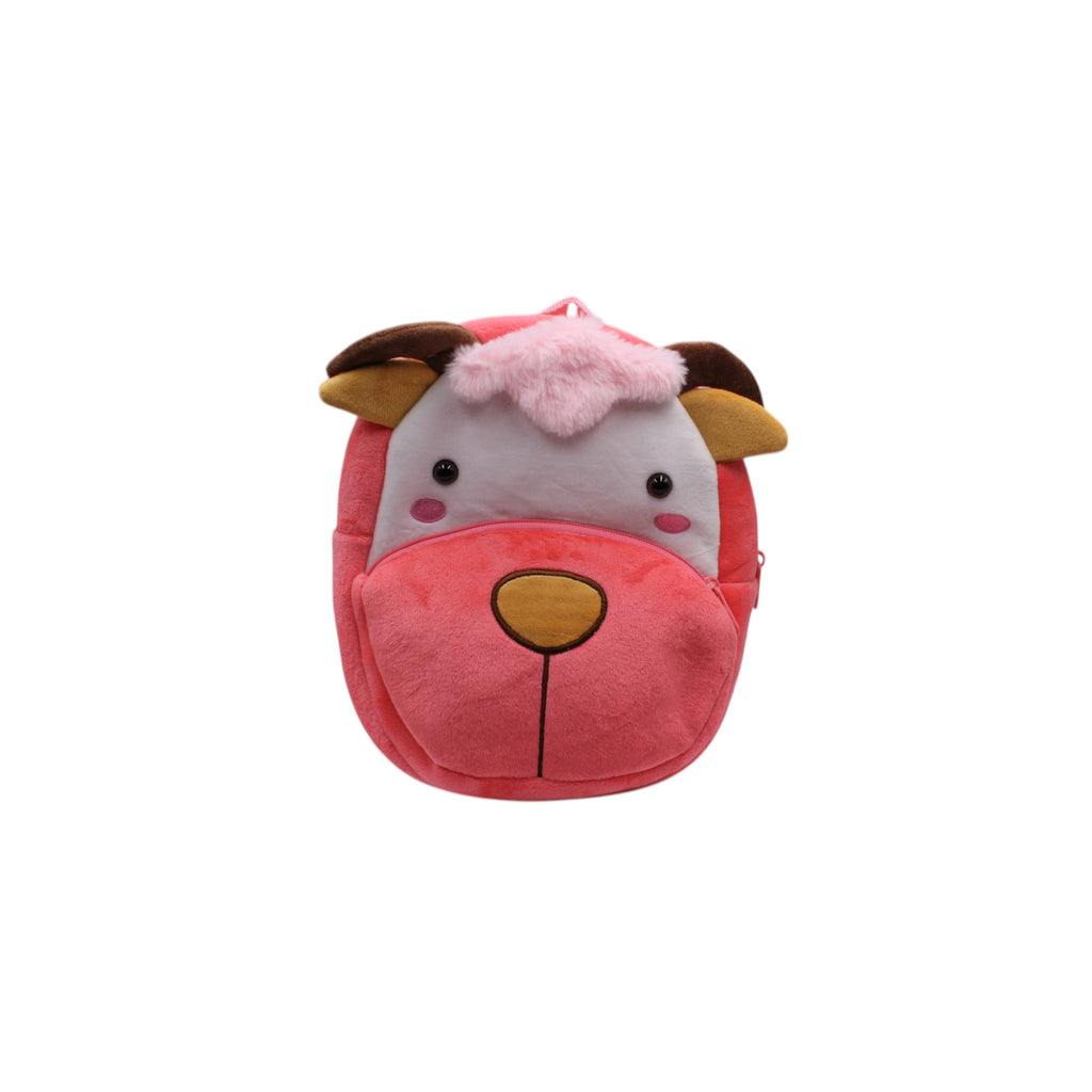 Kids Plush Animal Backpack - Pink Cow