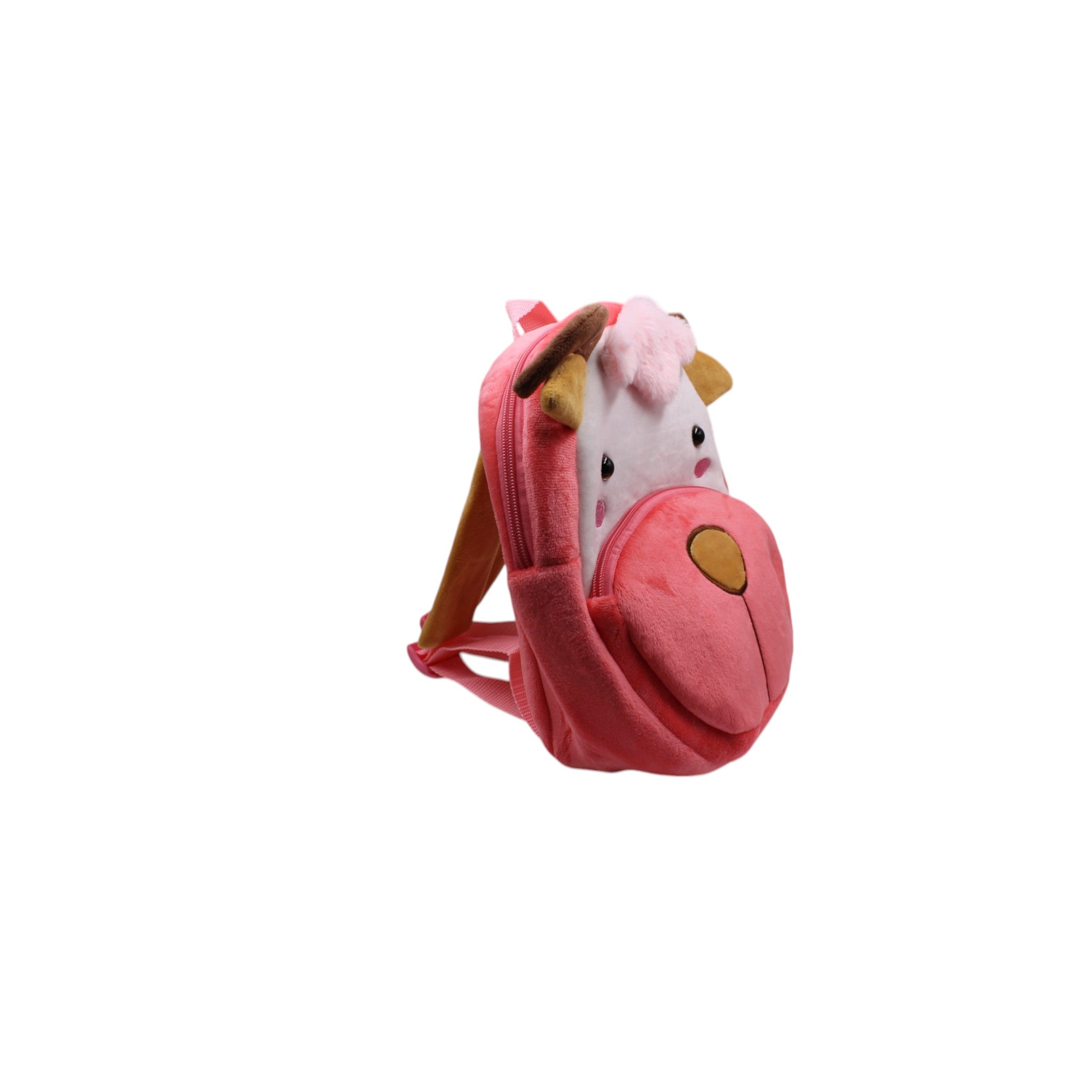 Kids Plush Animal Backpack - Pink Cow