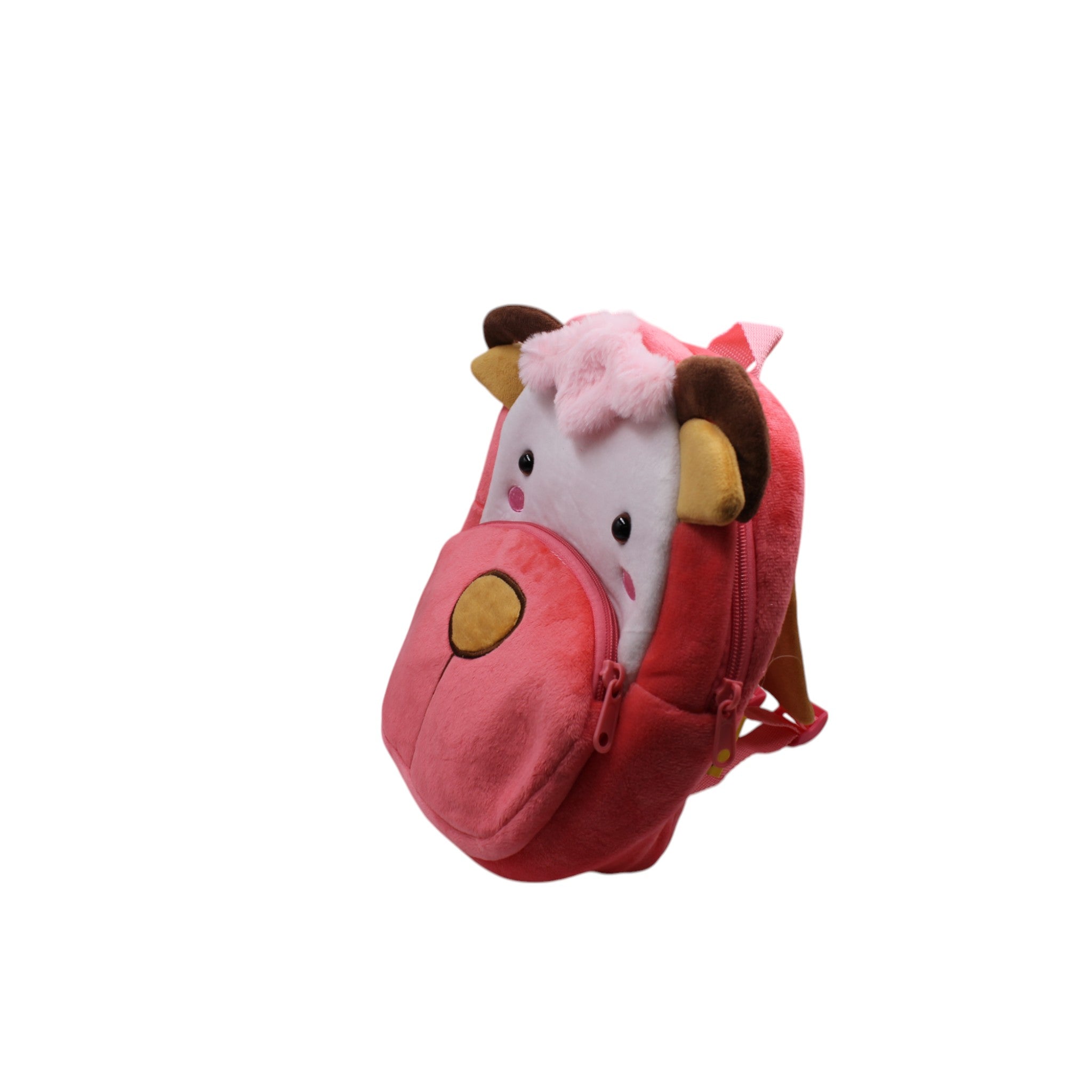 Kids Plush Animal Backpack - Pink Cow