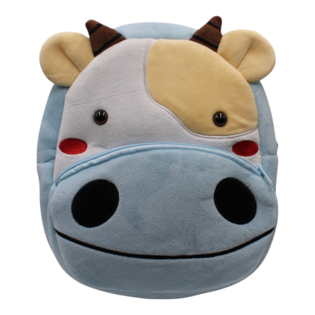 Kids Plush Animal Backpack - Blue Cow