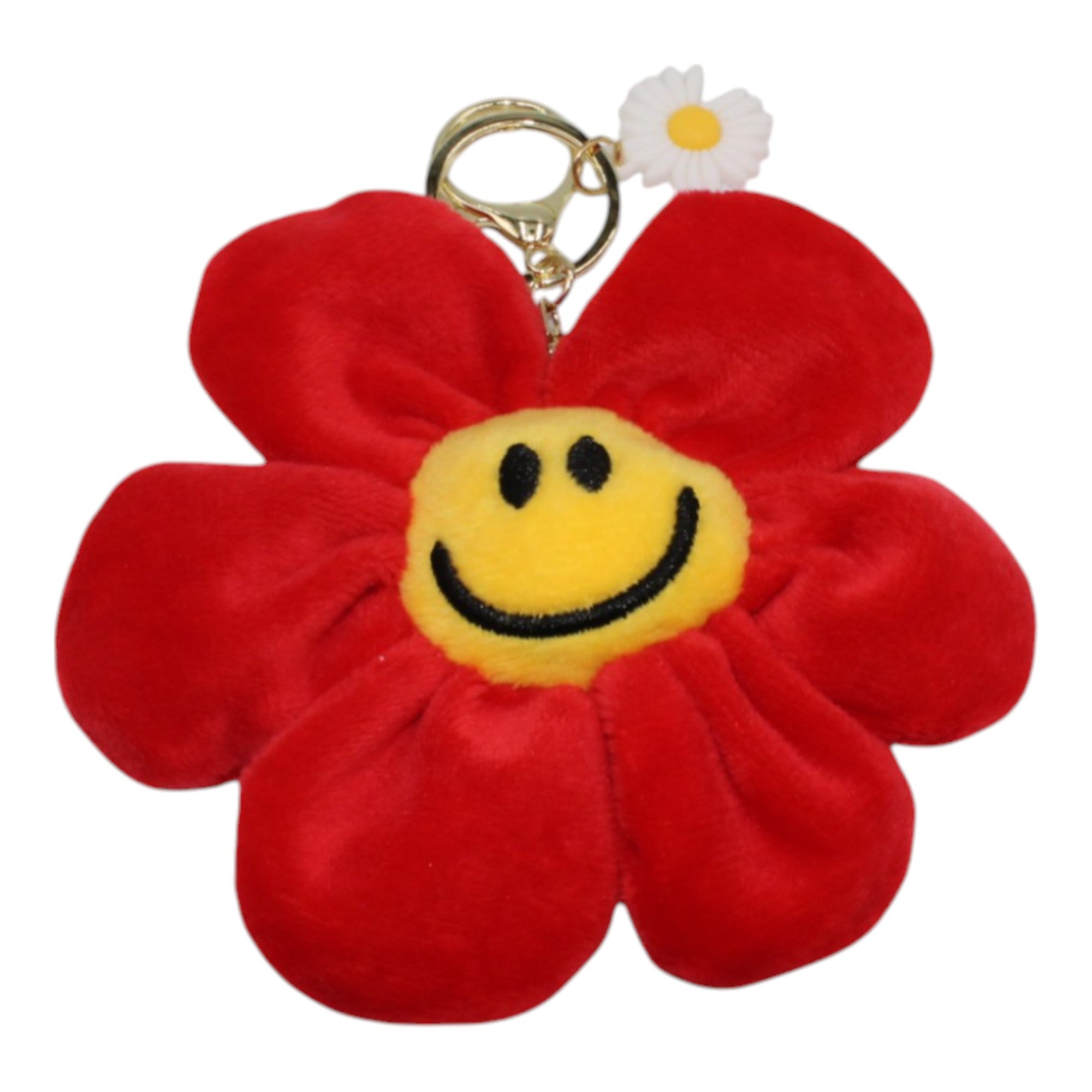 Plush Smile Flower Keychain