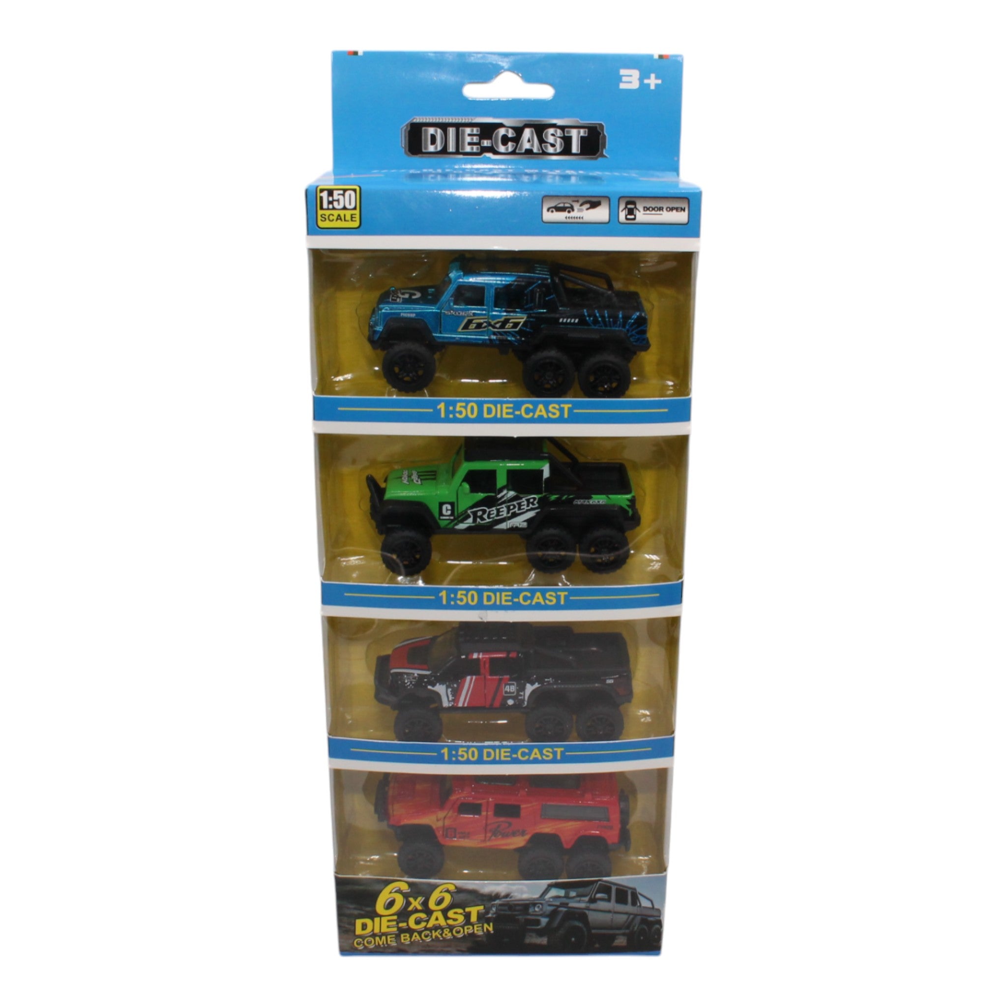 Model Die-Cast Pull-Back 6X6 Metal SUVs- 4 Pack