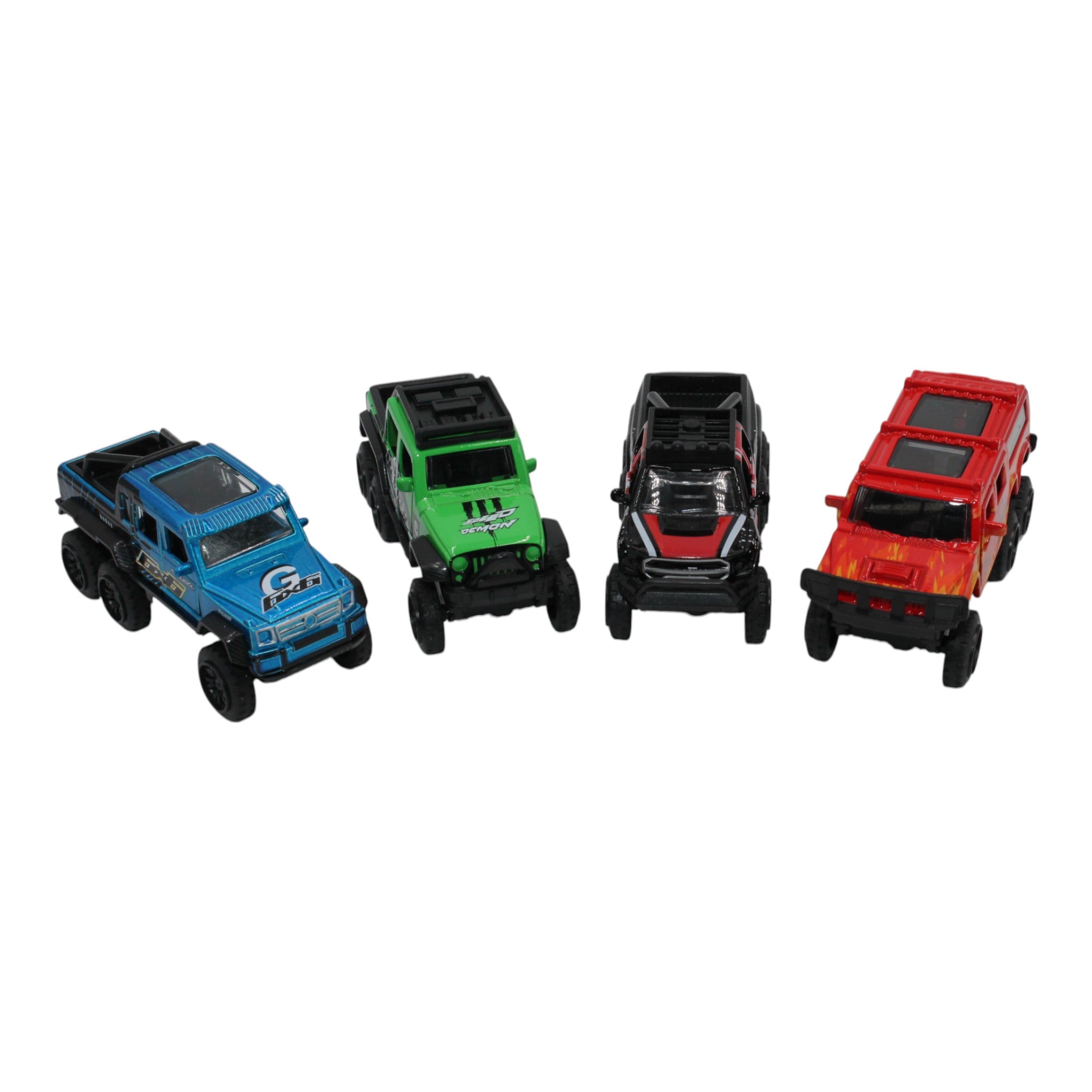 Model Die-Cast Pull-Back 6X6 Metal SUVs- 4 Pack