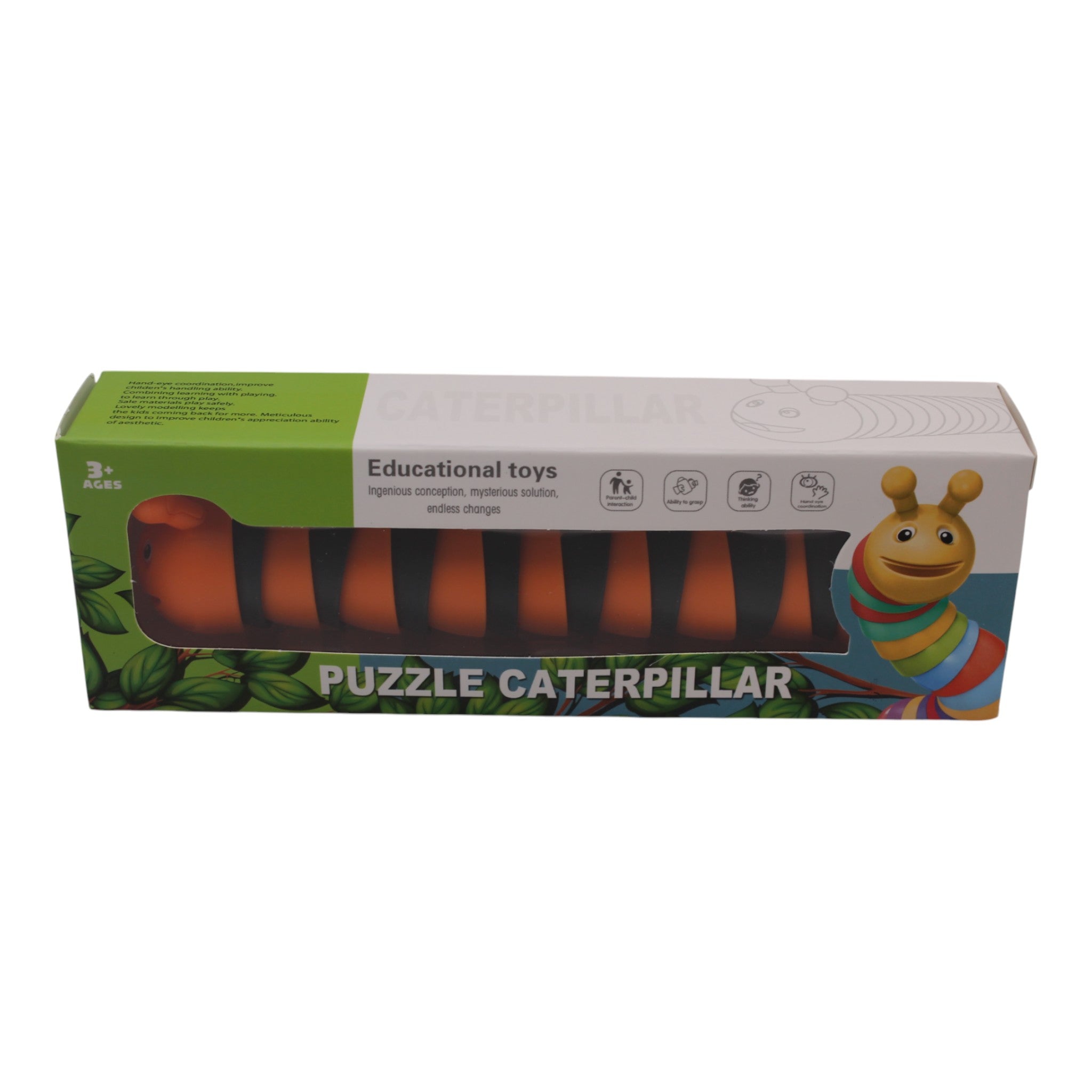 3D Puzzle Caterpillar Sensory Toy - Orange