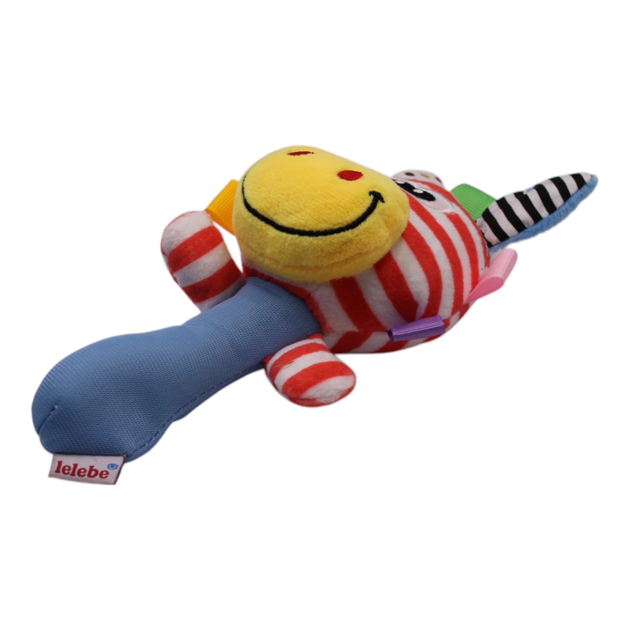 Animal Plush Rattler Toy- Red Zebra