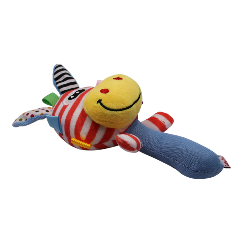 Animal Plush Rattler Toy- Red Zebra