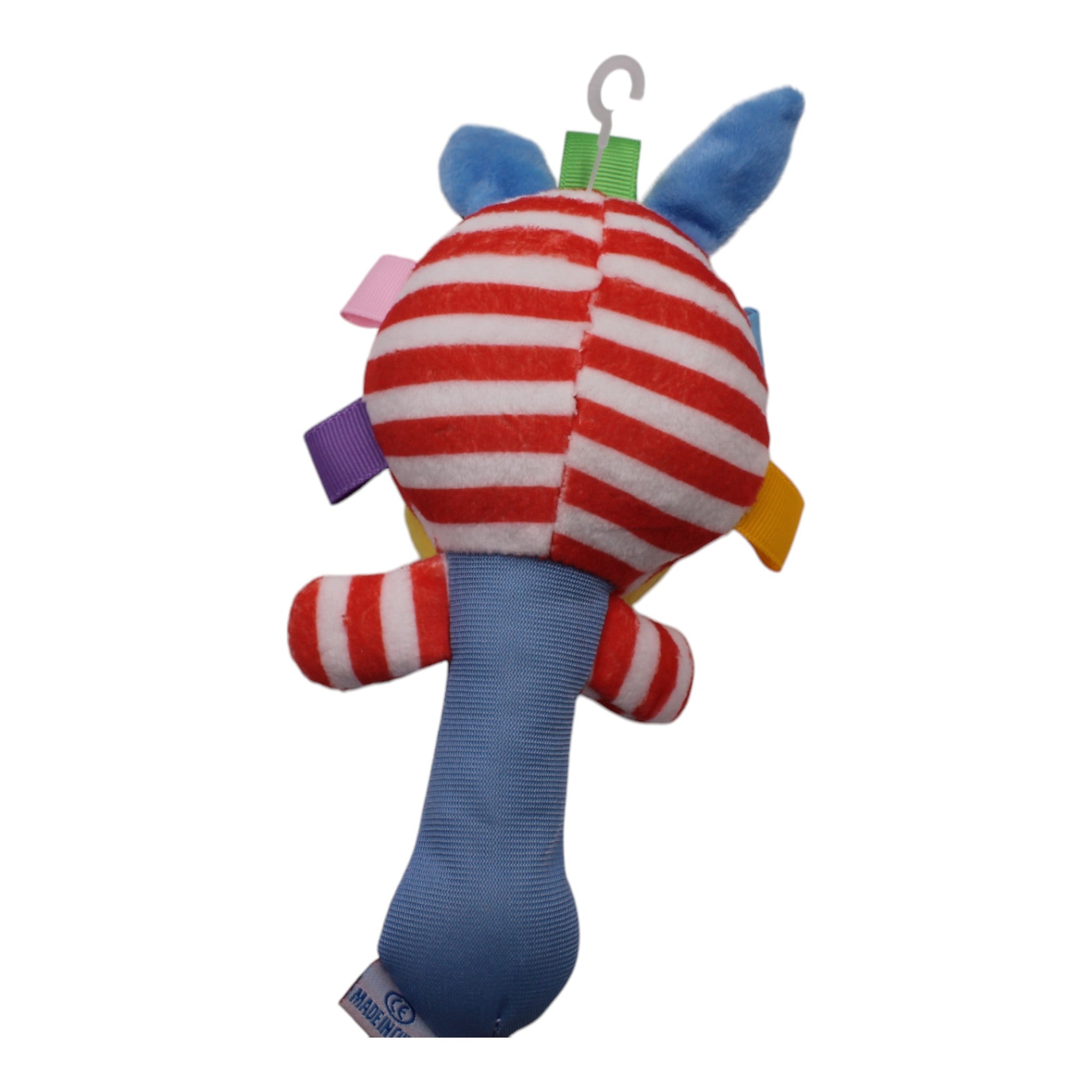 Animal Plush Rattler Toy- Red Zebra