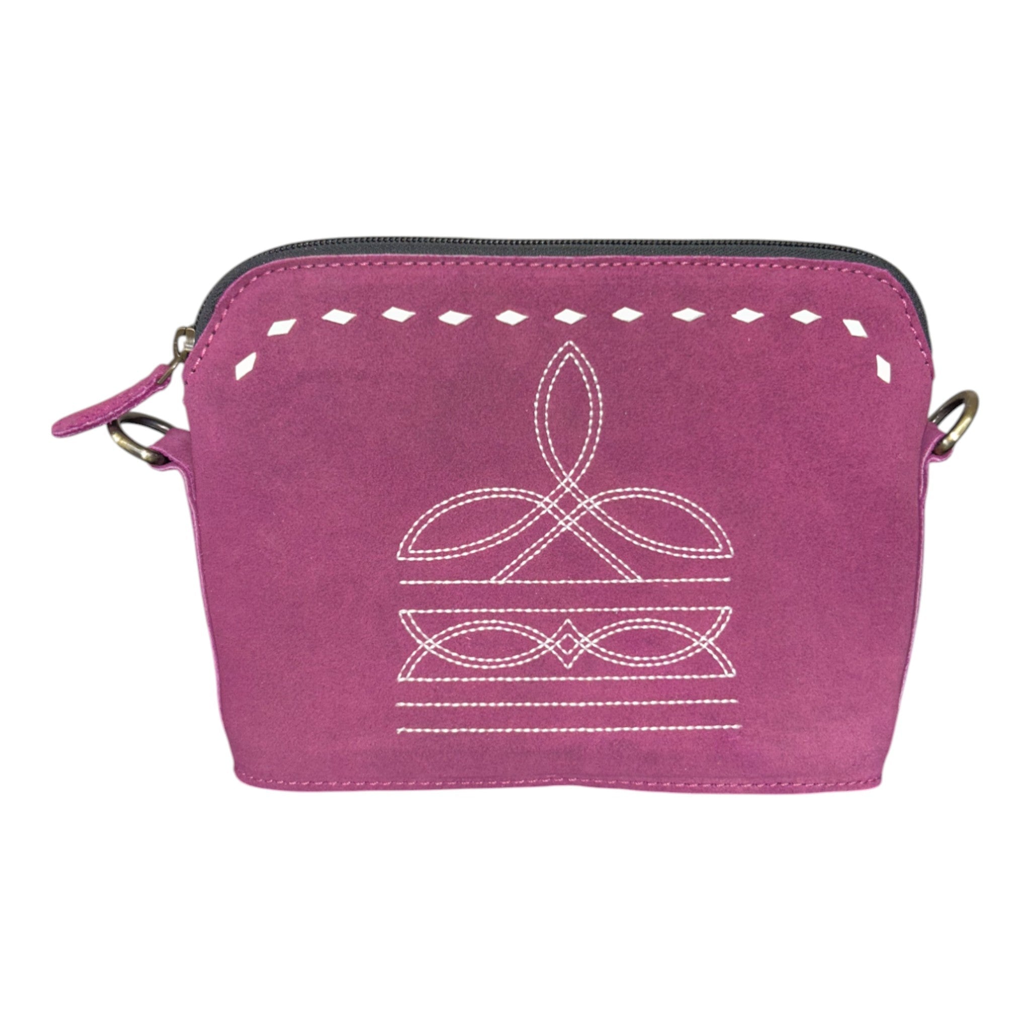 Montana Twist Genuine Suede Leather Boot Stitch Plum Handbag